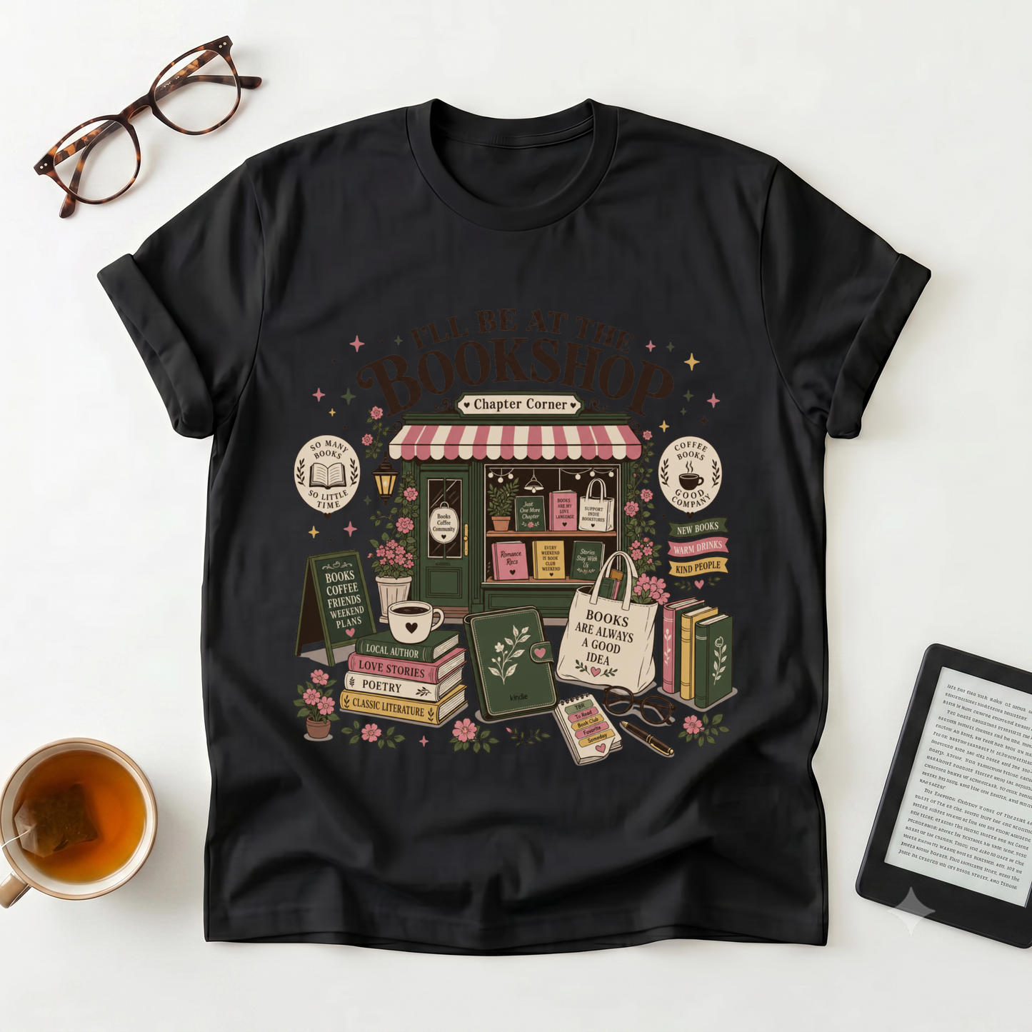 Bookshop Lovers T-Shirt — "I'll Be at the Bookshop" Graphic Tee