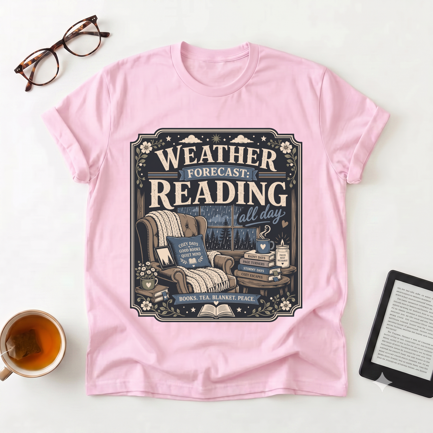 Reading Weather Forecast T-Shirt — "Weather Forecast: Reading All Day" Graphic Tee