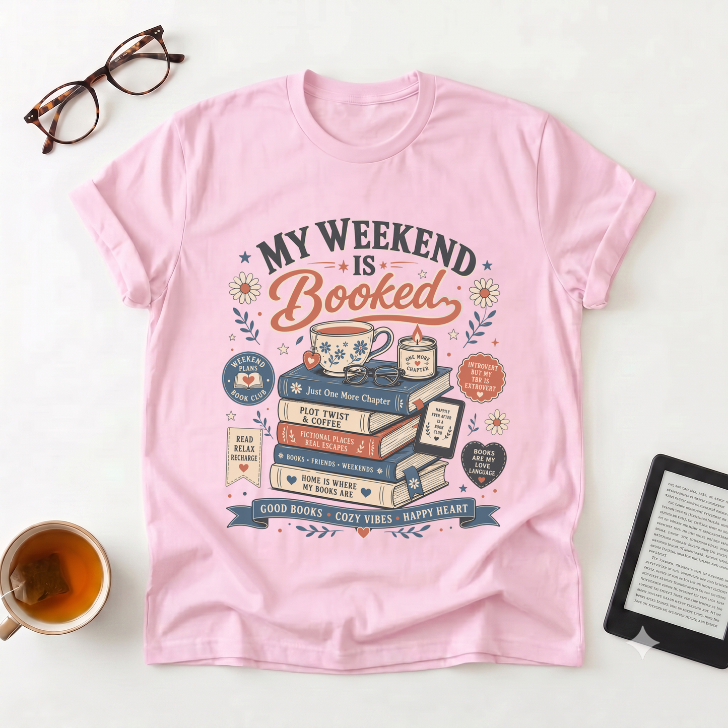 T-Shirt — “My Weekend Is Booked” Book Lover Graphic Tee