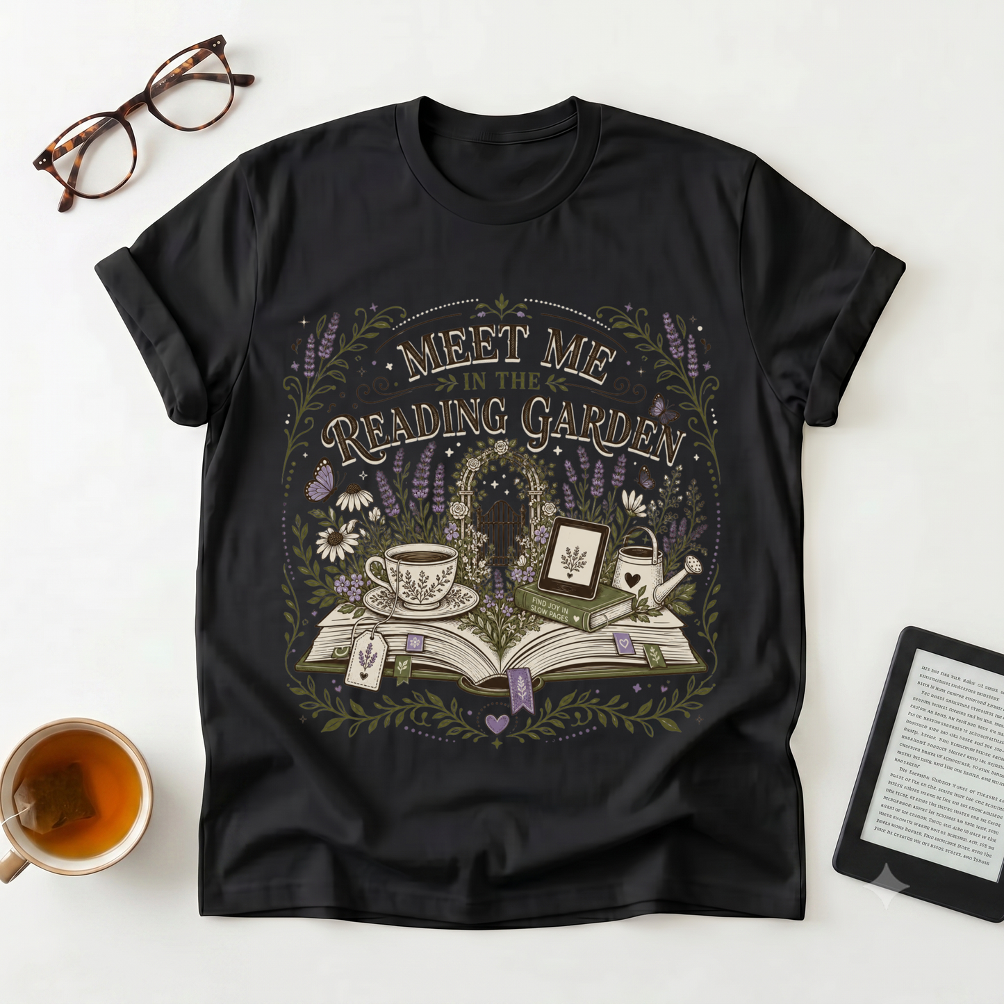 Reading Garden T-Shirt — "Meet Me in the Reading Garden" Book Lover Tee