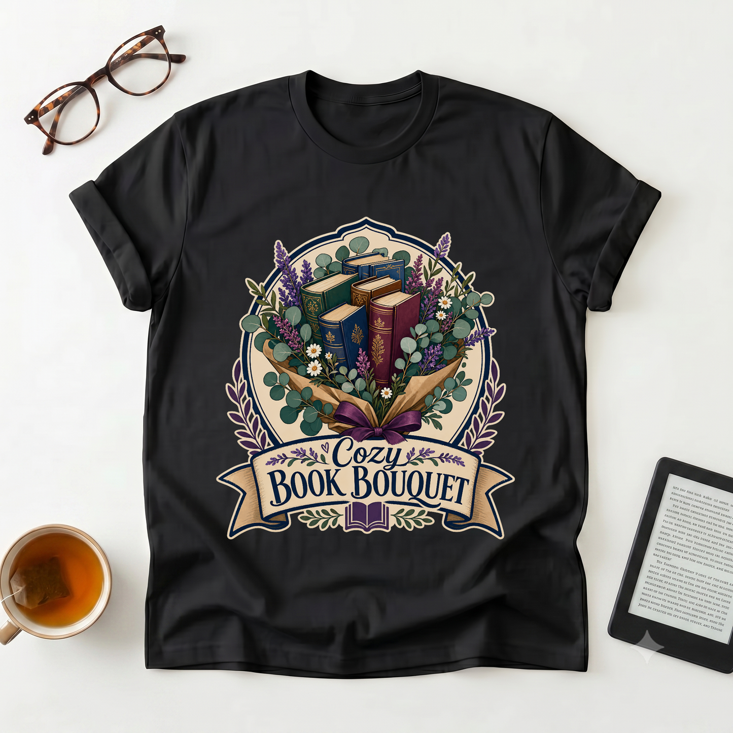 Cozy Book Bouquet T-Shirt
