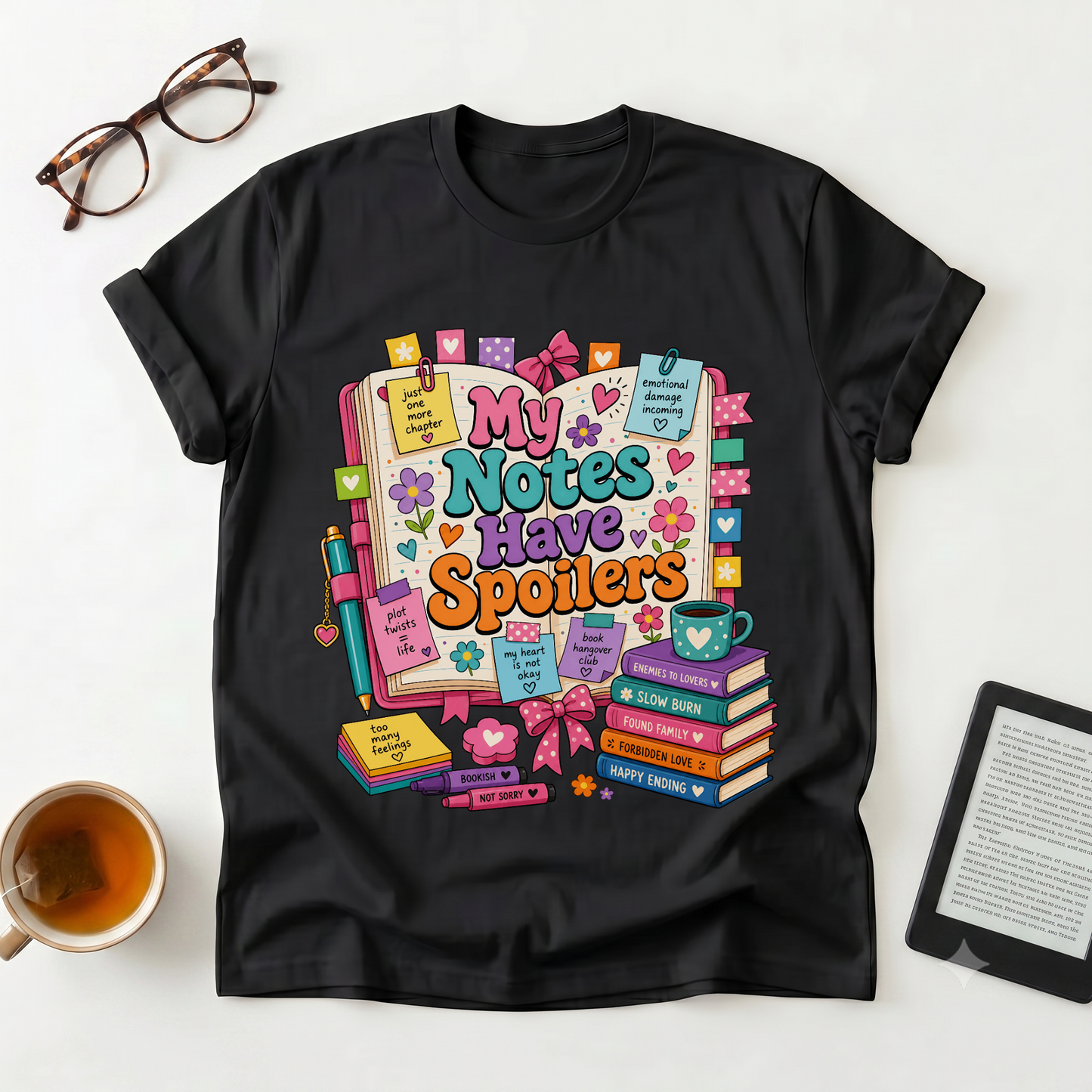 T-Shirt — "My Notes Have Spoilers" Cute Bookish Graphic Tee