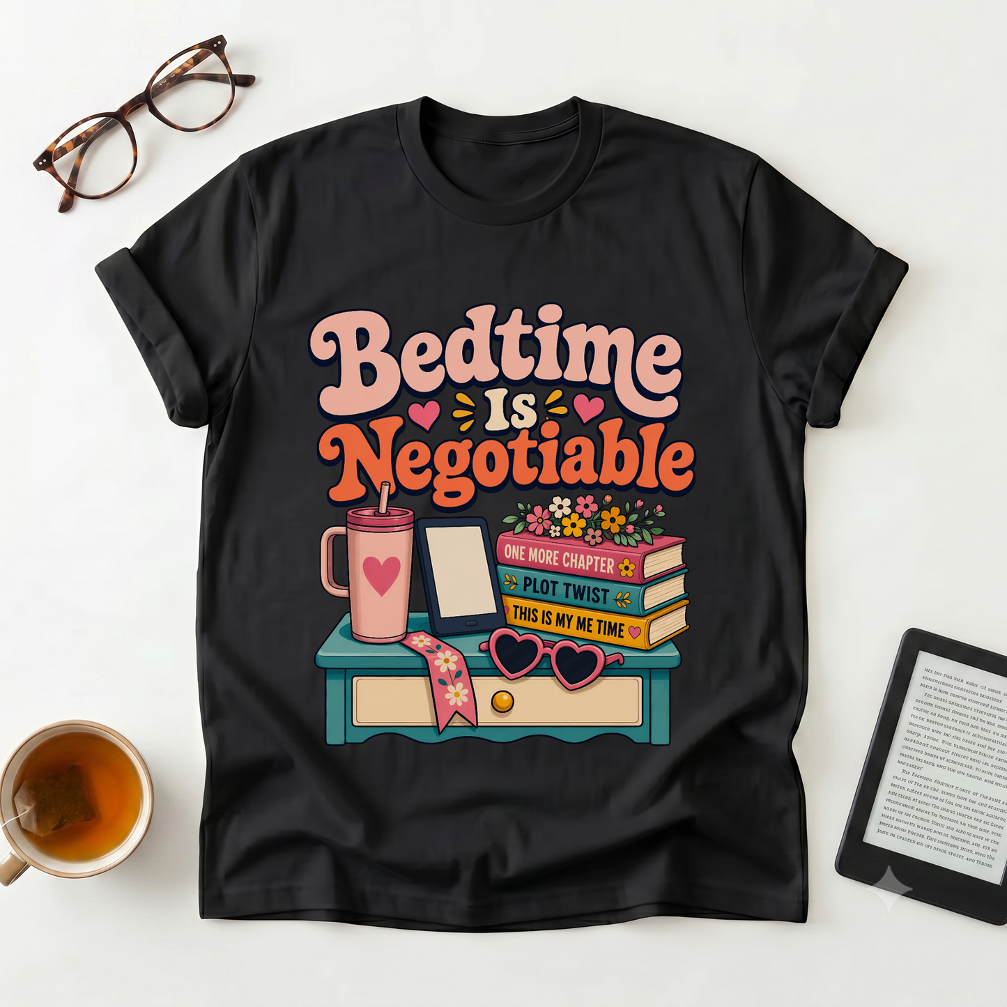 Bedtime Is Negotiable T-Shirt — Cozy Reading Night Graphic Tee