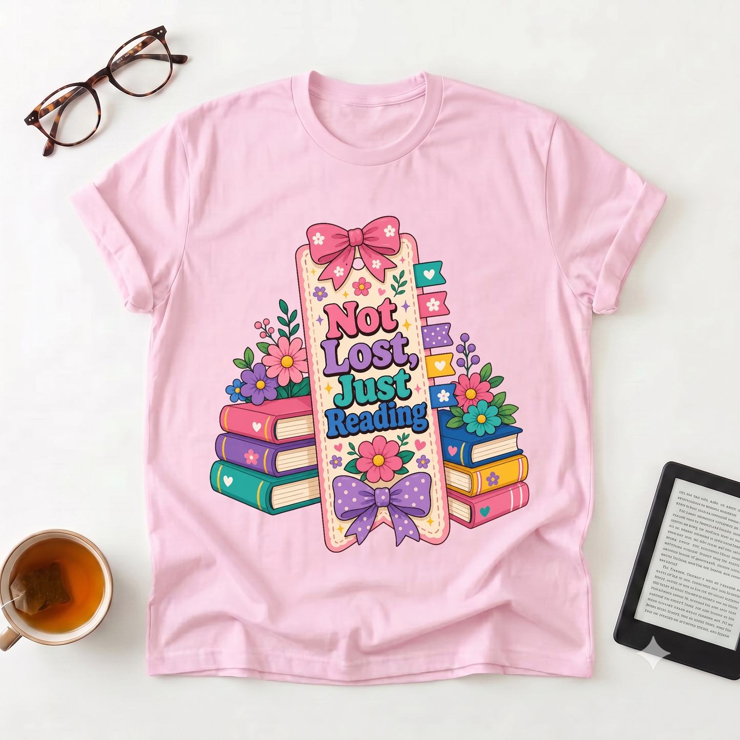 T-Shirt — "Not Lost, Just Reading" Cute Book Lover Graphic Tee