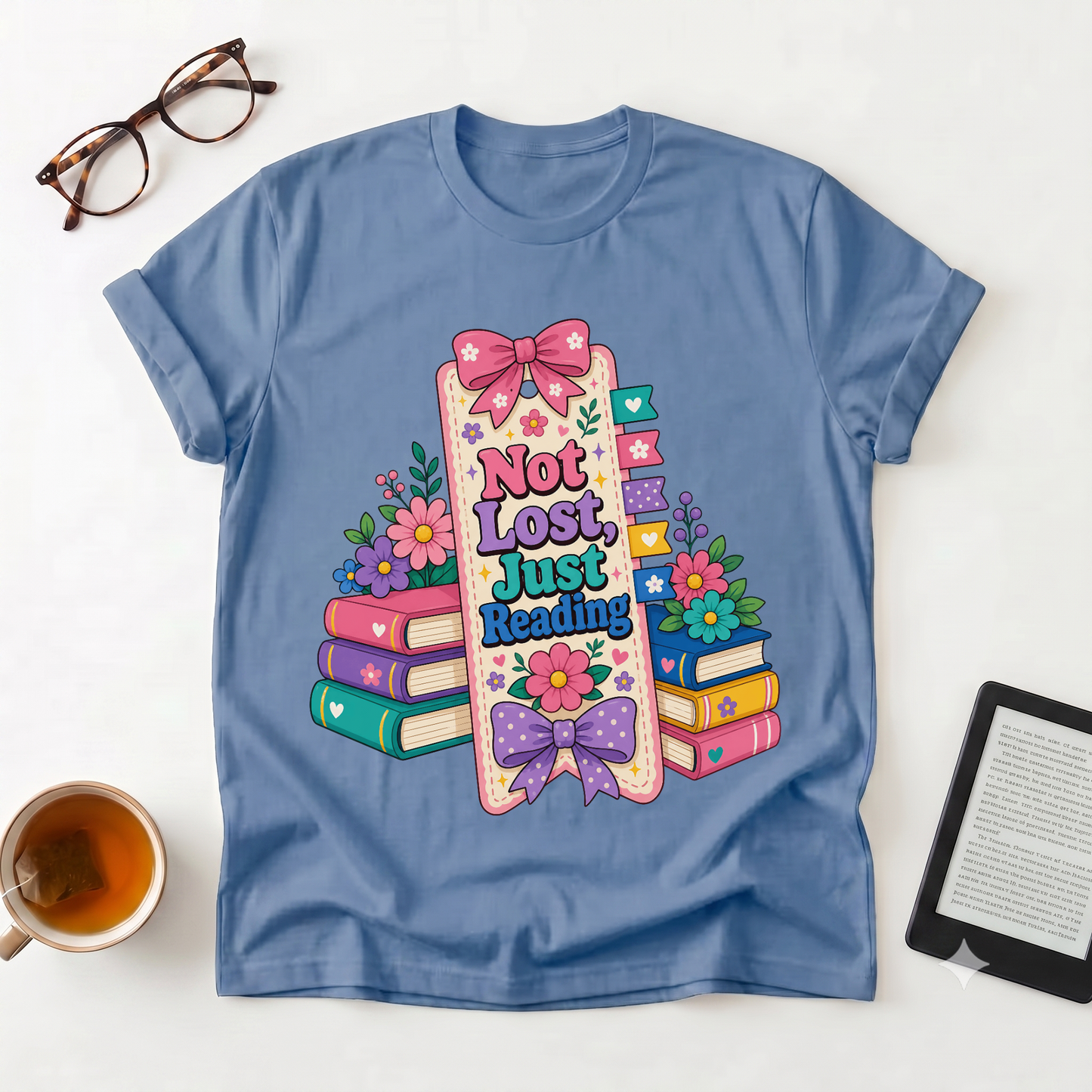 T-Shirt — "Not Lost, Just Reading" Cute Book Lover Graphic Tee