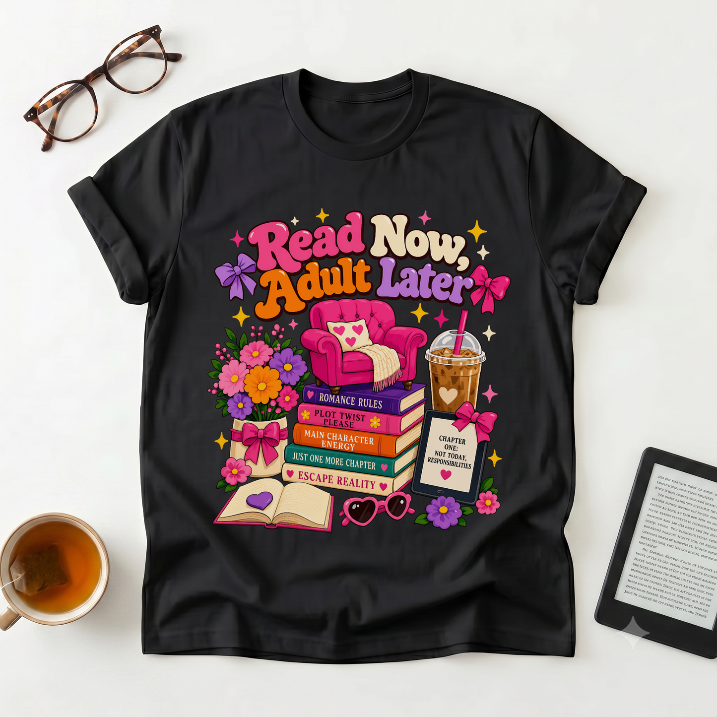 Read Now, Adult Later T-Shirt — Cozy Book Lover Graphic Tee
