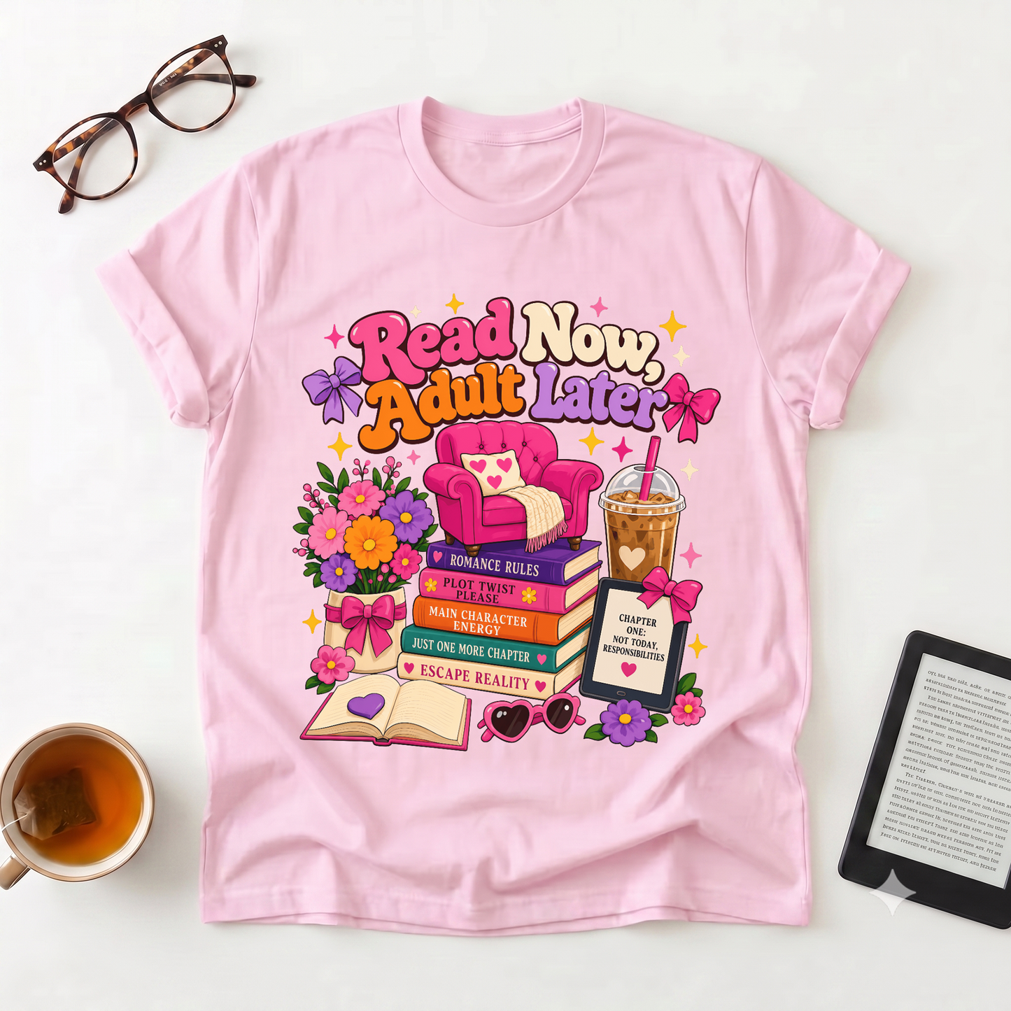 Read Now, Adult Later T-Shirt — Cozy Book Lover Graphic Tee