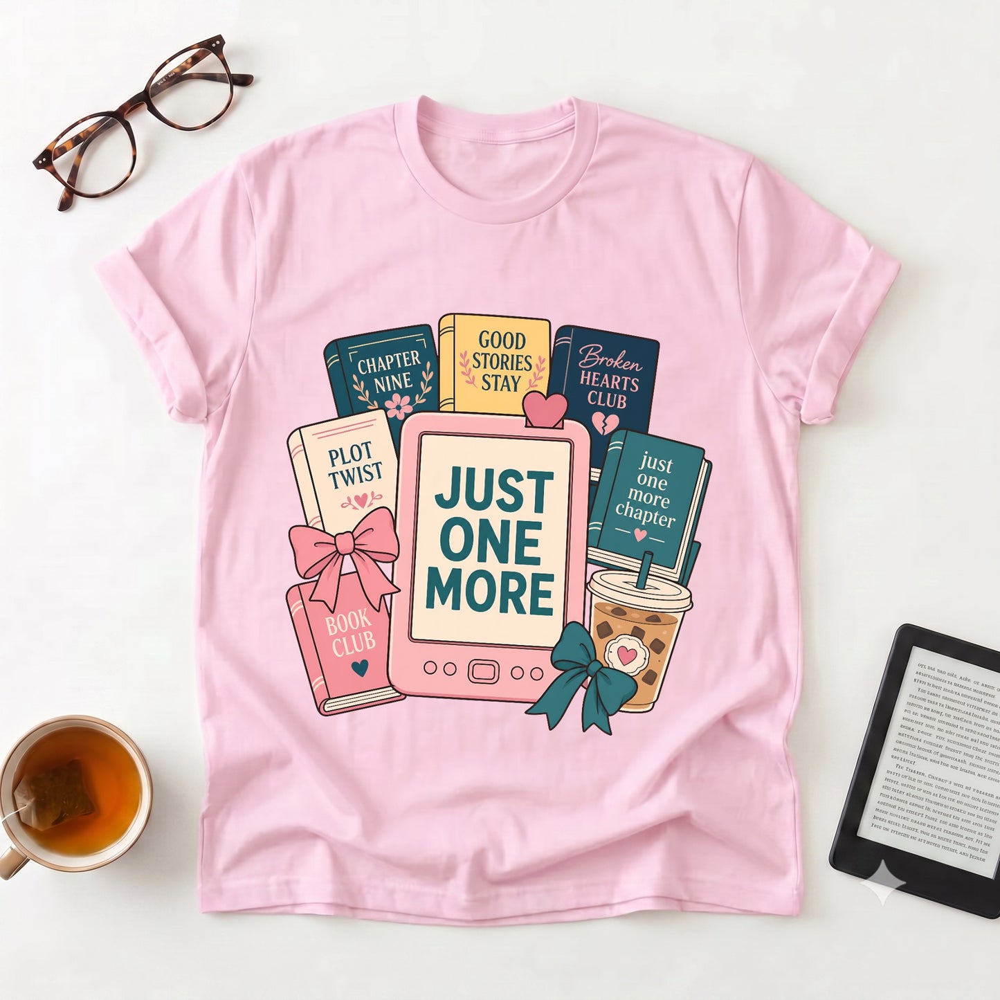 Books & Boba Book Lover T-Shirt — "Just One More" Tee