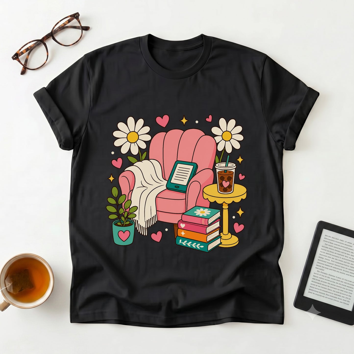 Cozy Reading Chair T-Shirt — Booklover Relaxation Tee