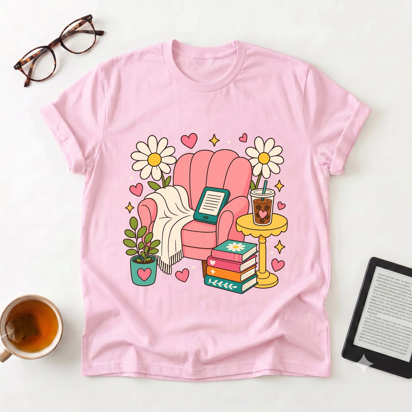 Cozy Reading Chair T-Shirt — Booklover Relaxation Tee