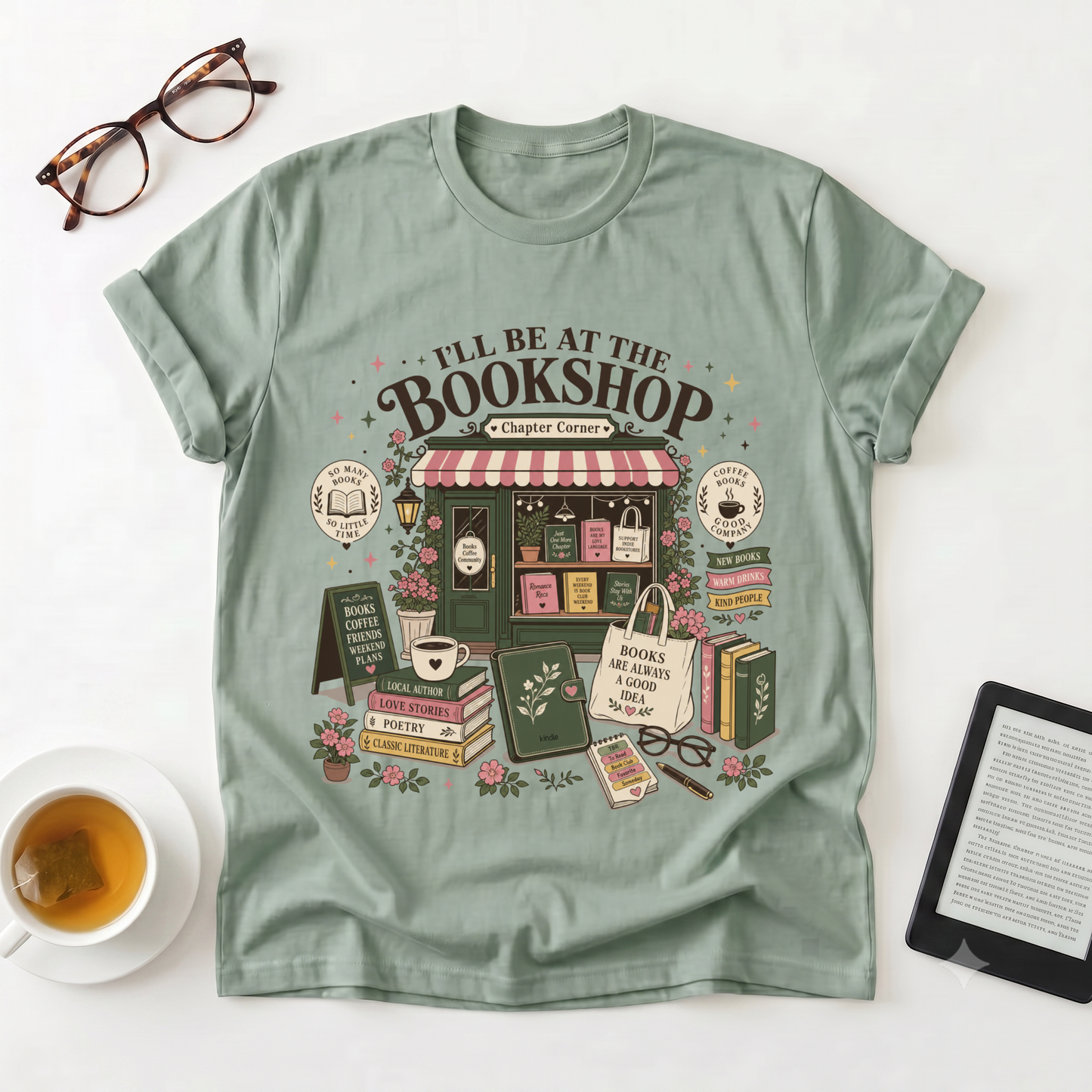 Bookshop Lovers T-Shirt — "I'll Be at the Bookshop" Graphic Tee