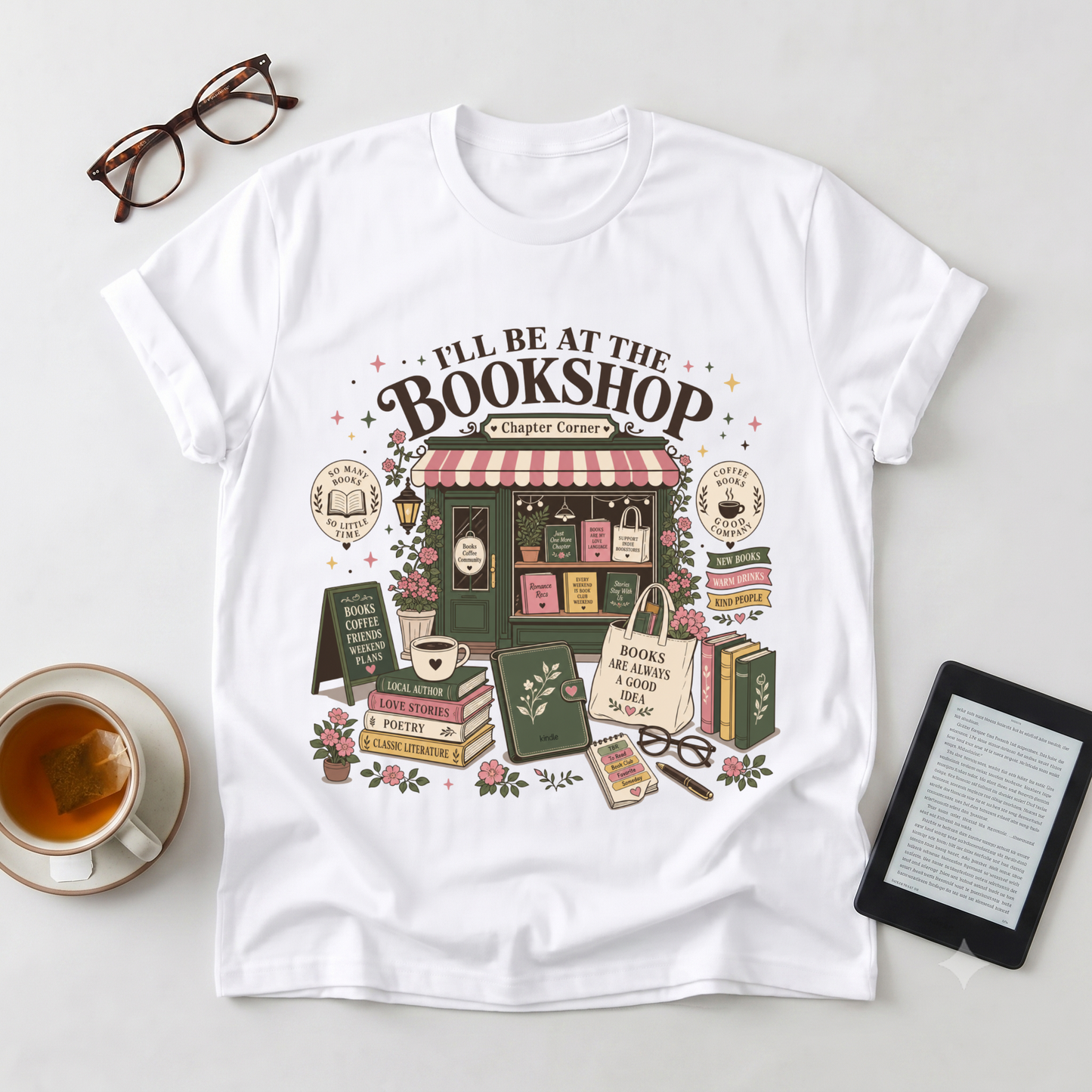 Bookshop Lovers T-Shirt — "I'll Be at the Bookshop" Graphic Tee