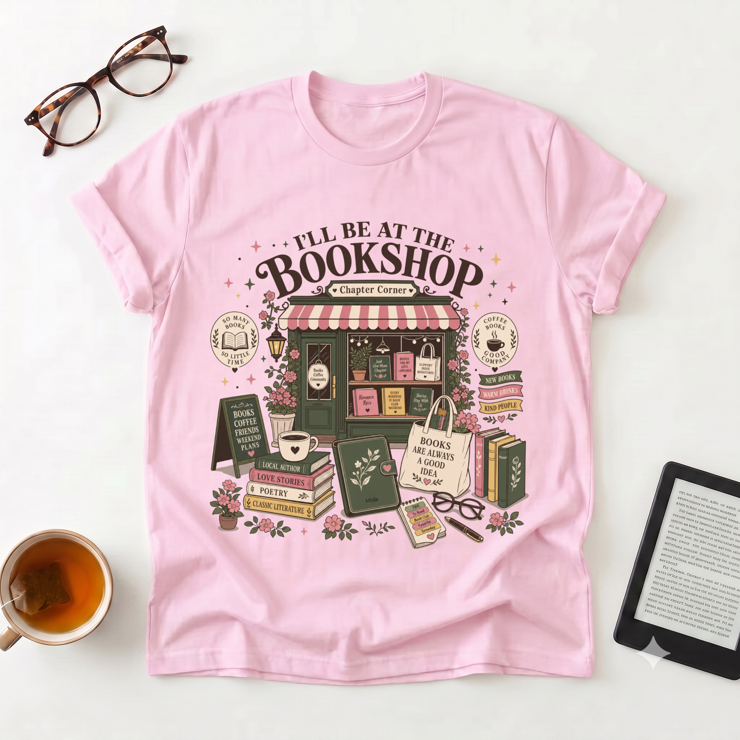 Bookshop Lovers T-Shirt — "I'll Be at the Bookshop" Graphic Tee