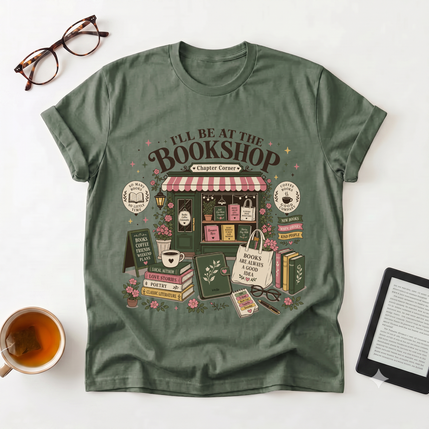 Bookshop Lovers T-Shirt — "I'll Be at the Bookshop" Graphic Tee