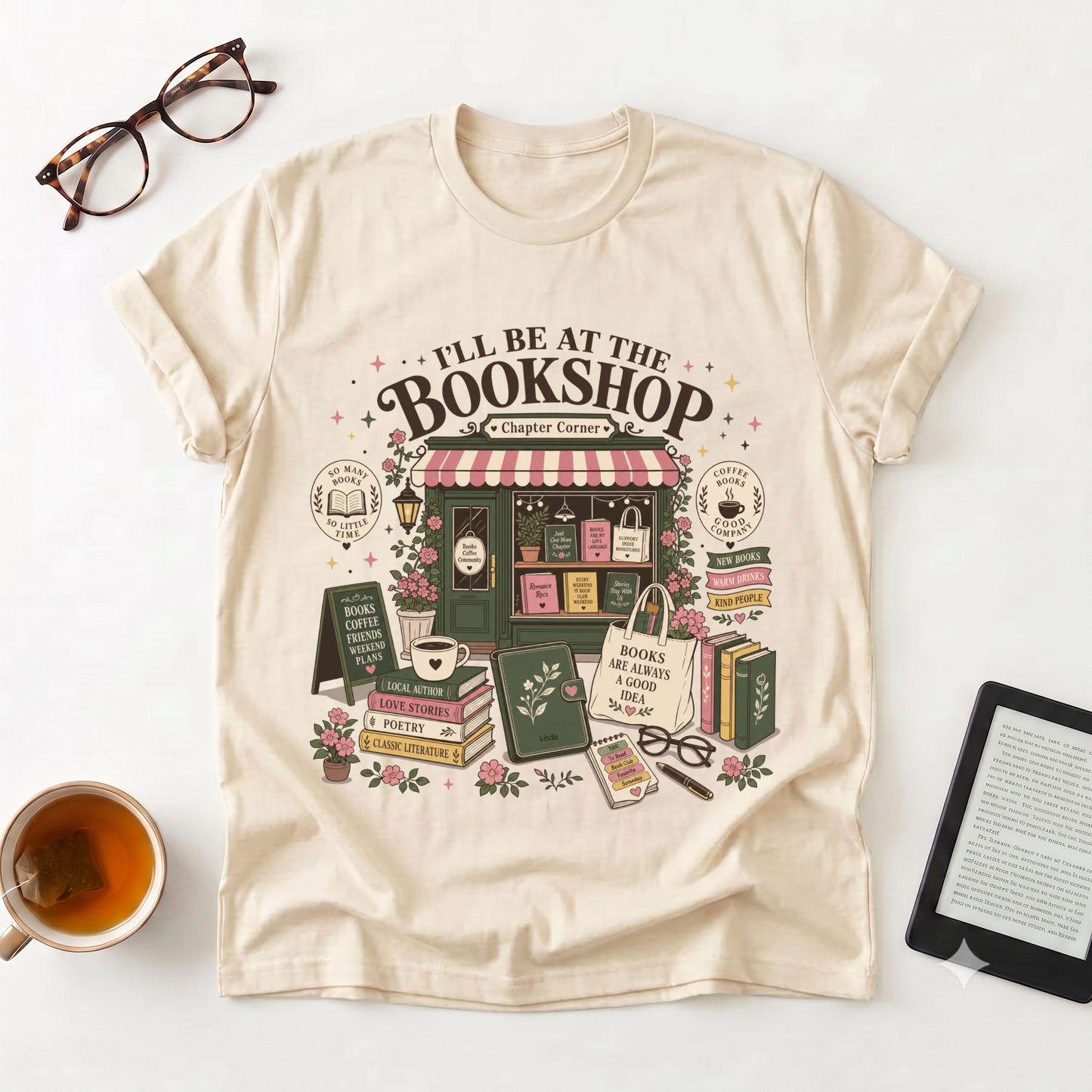 Bookshop Lovers T-Shirt — "I'll Be at the Bookshop" Graphic Tee
