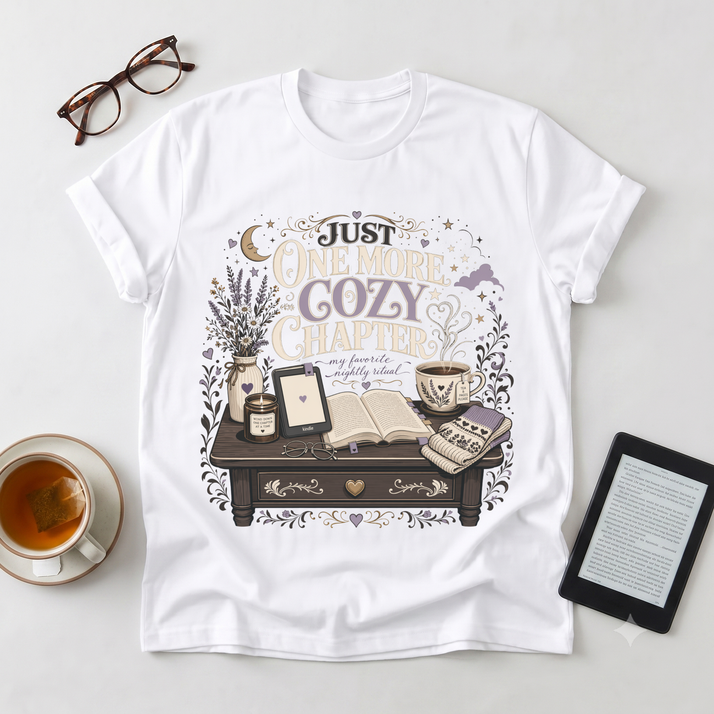 Cozy Reader T-Shirt — "Just One More Cozy Chapter" Book Lover Tee