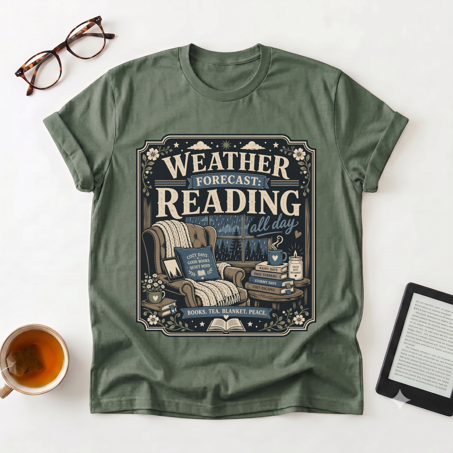 Reading Weather Forecast T-Shirt — "Weather Forecast: Reading All Day" Graphic Tee