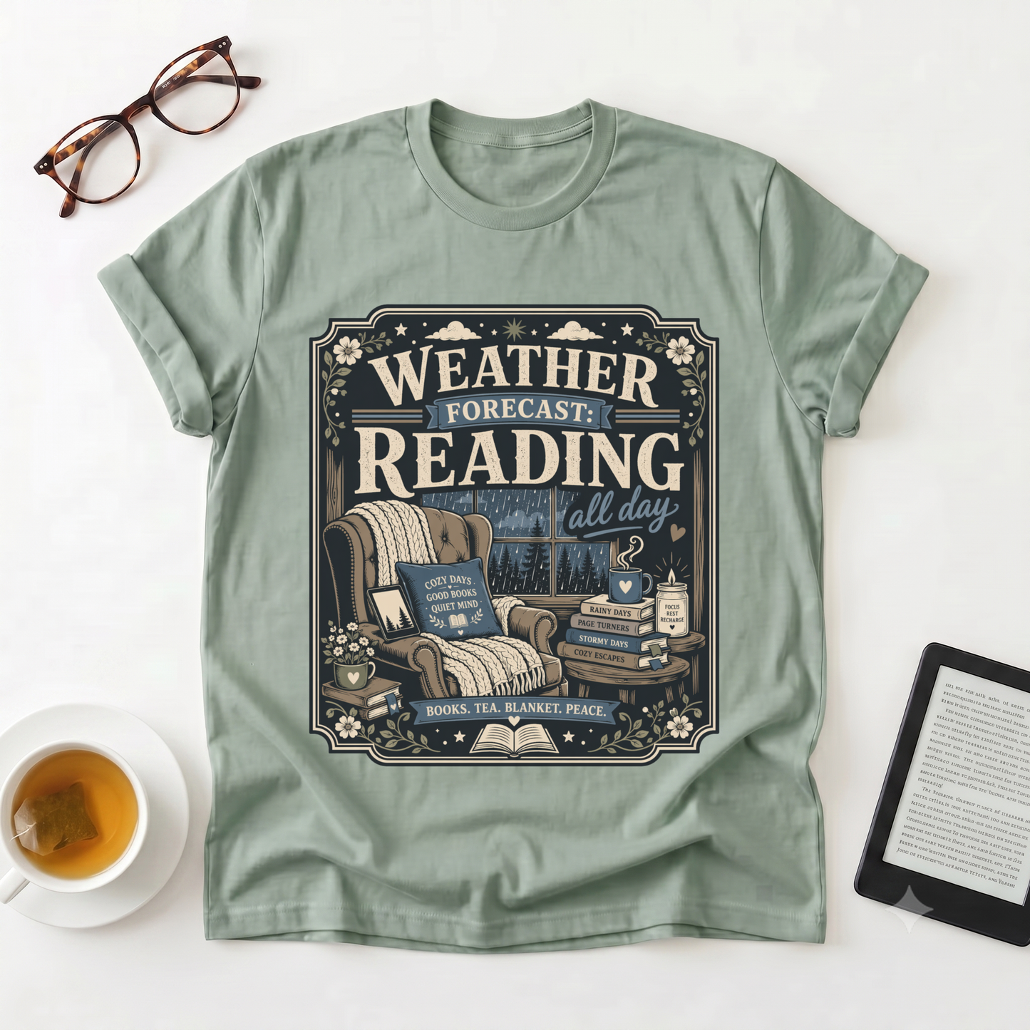 Reading Weather Forecast T-Shirt — "Weather Forecast: Reading All Day" Graphic Tee