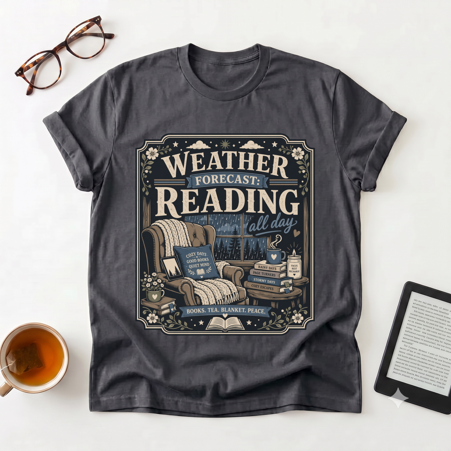 Reading Weather Forecast T-Shirt — "Weather Forecast: Reading All Day" Graphic Tee