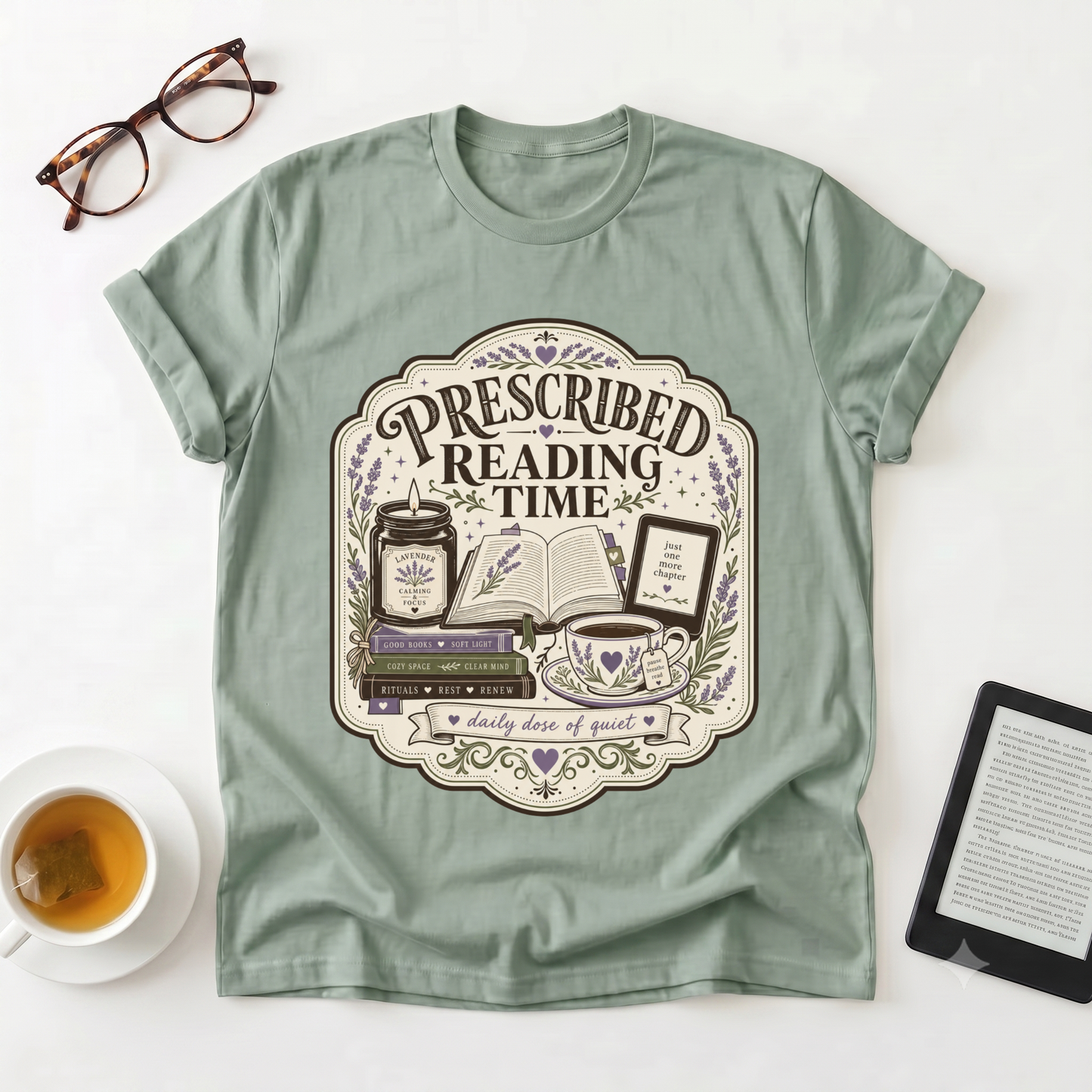 Prescribed Reading Time T-Shirt — Vintage Book Lover Prescription Tee