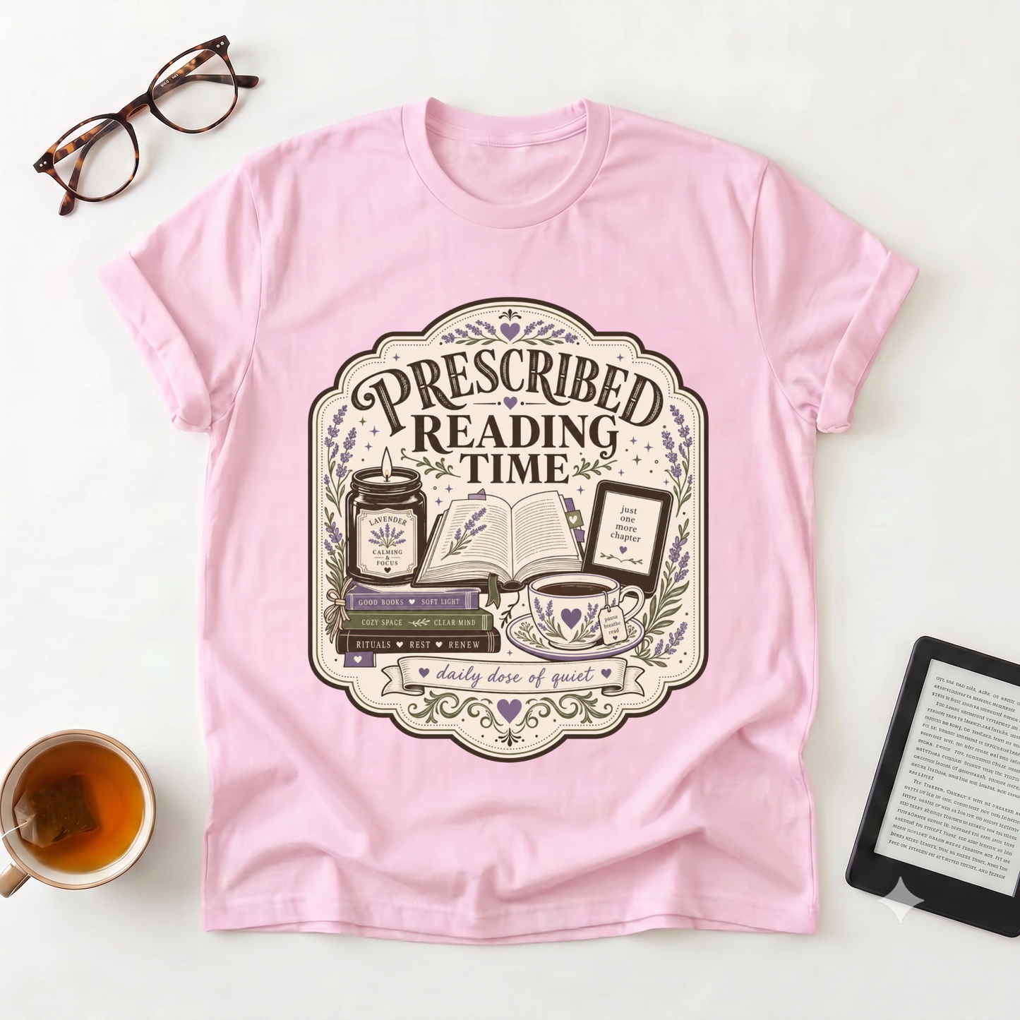 Prescribed Reading Time T-Shirt — Vintage Book Lover Prescription Tee