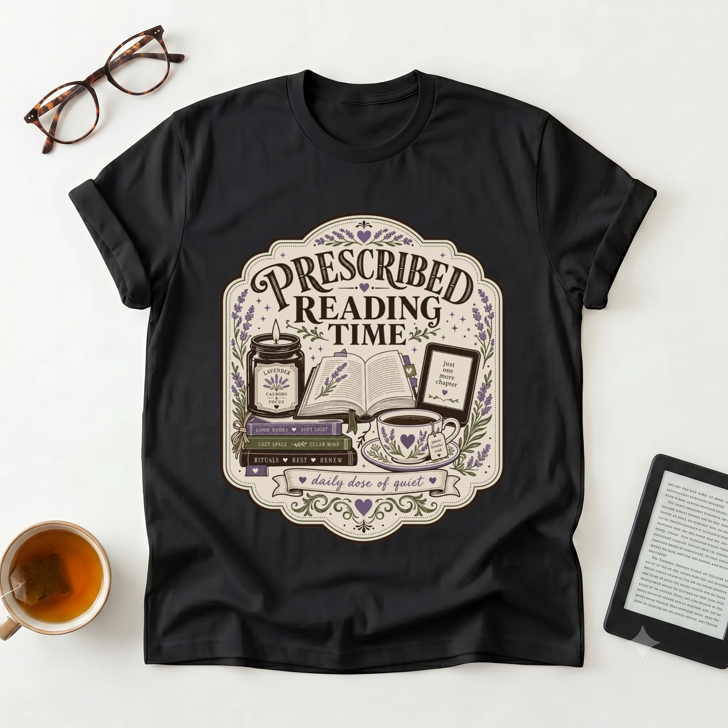 Prescribed Reading Time T-Shirt — Vintage Book Lover Prescription Tee