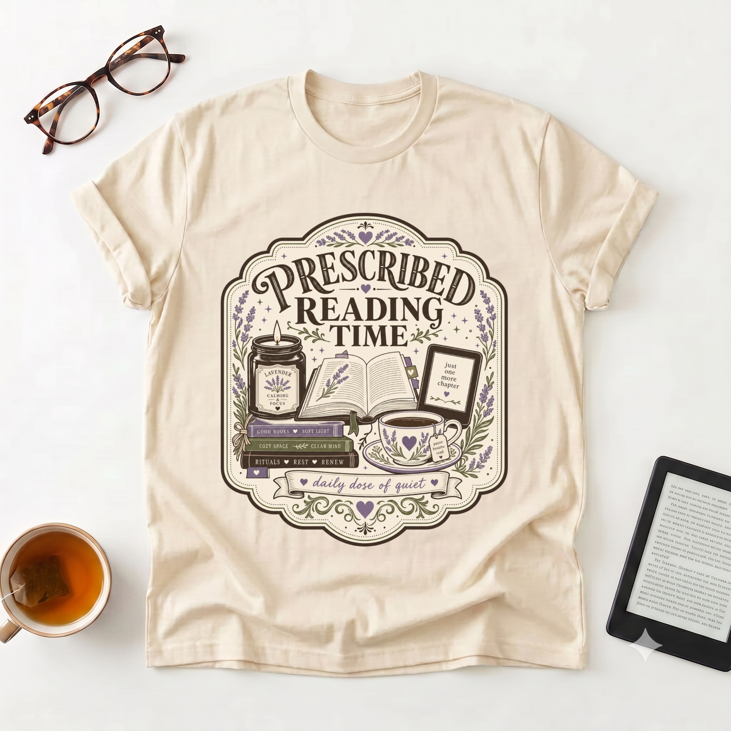 Prescribed Reading Time T-Shirt — Vintage Book Lover Prescription Tee