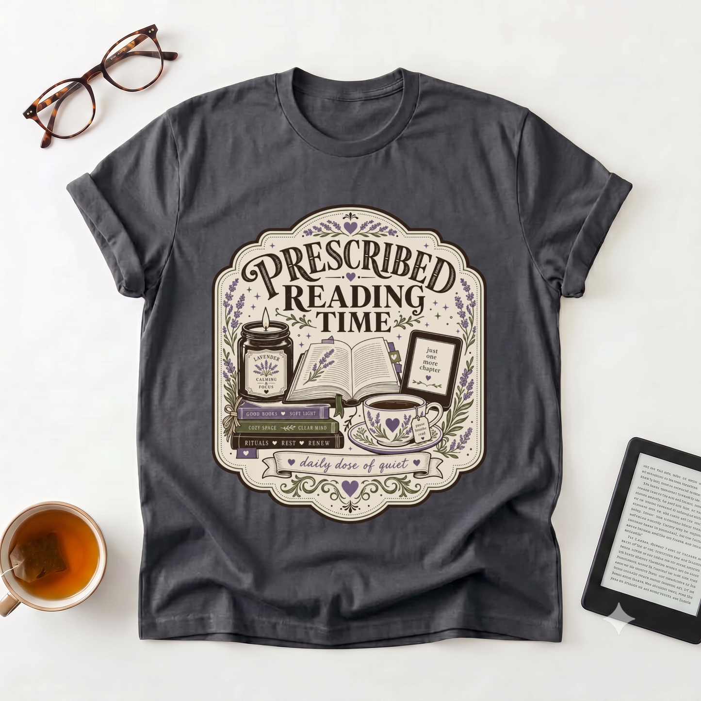 Prescribed Reading Time T-Shirt — Vintage Book Lover Prescription Tee