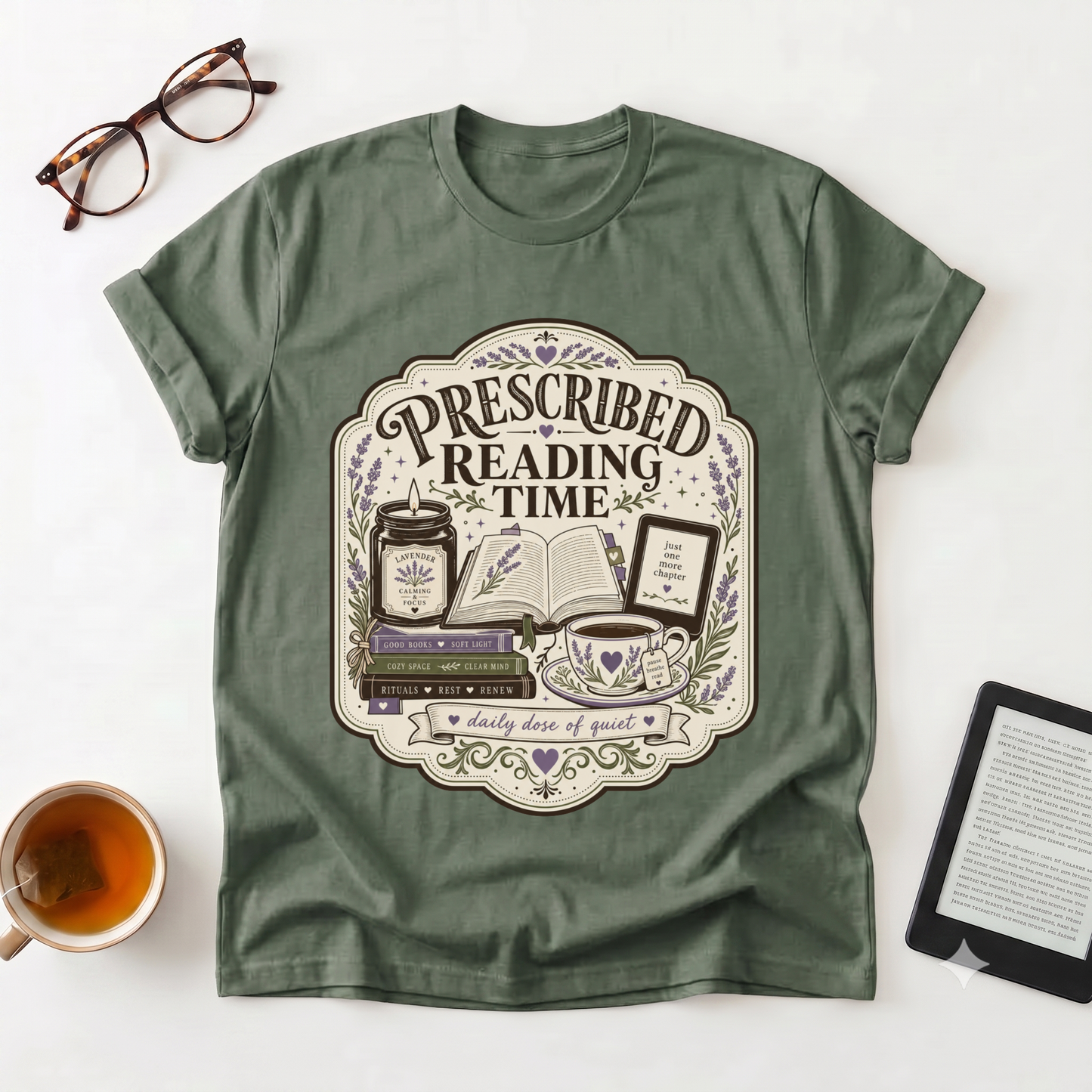 Prescribed Reading Time T-Shirt — Vintage Book Lover Prescription Tee