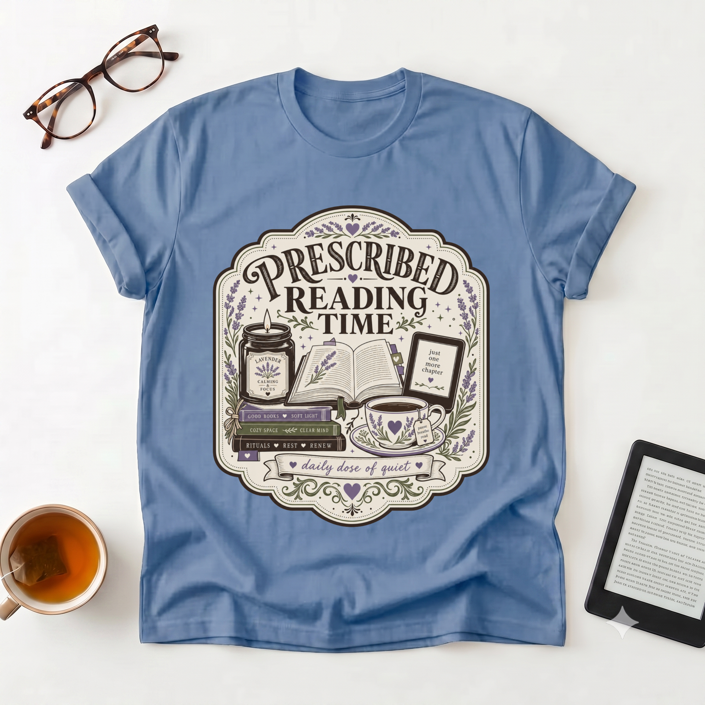 Prescribed Reading Time T-Shirt — Vintage Book Lover Prescription Tee