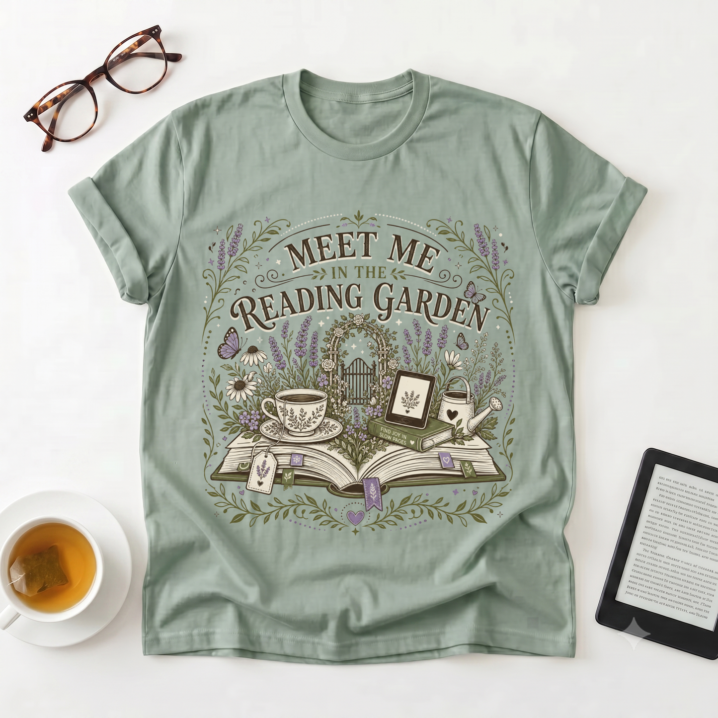 Reading Garden T-Shirt — "Meet Me in the Reading Garden" Book Lover Tee
