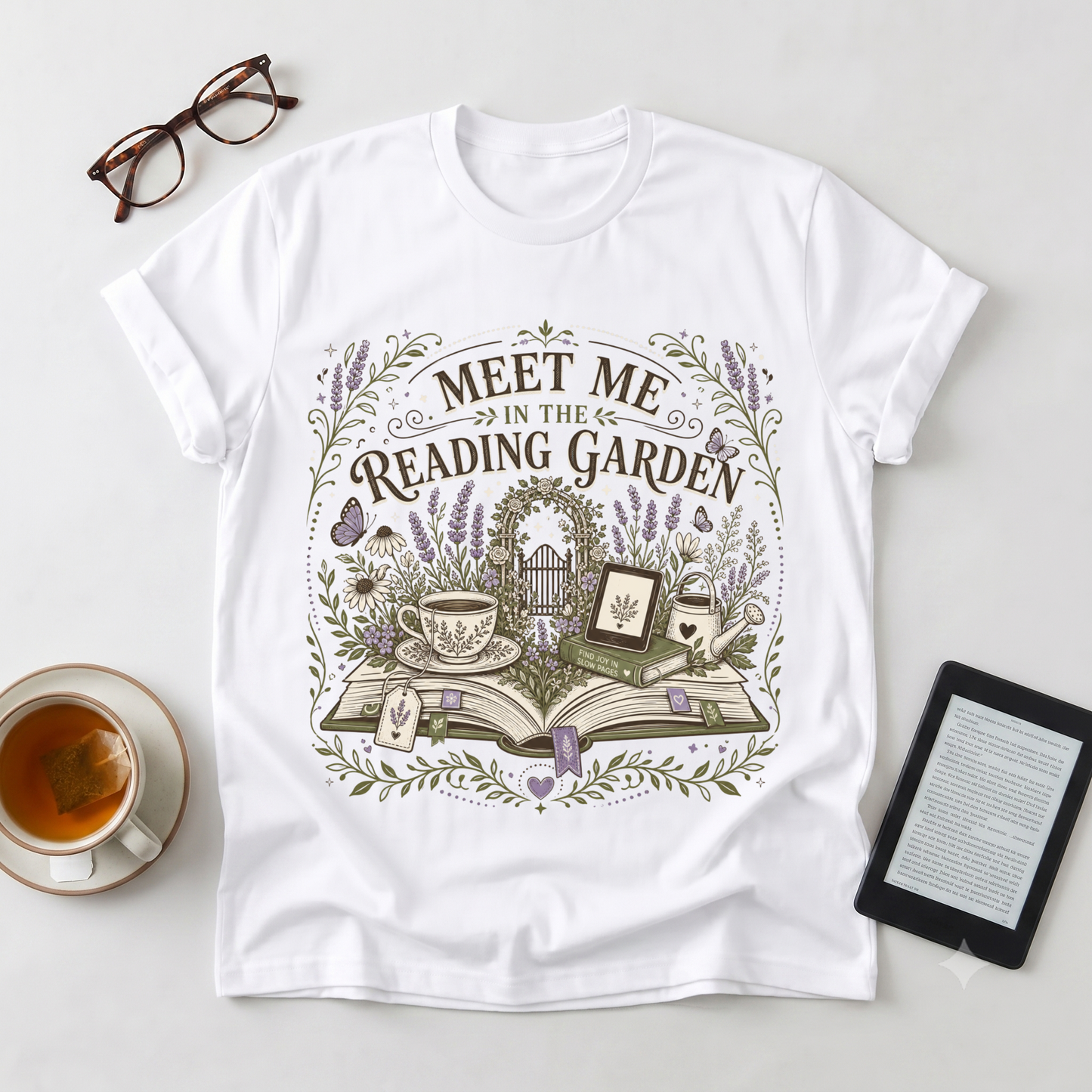 Reading Garden T-Shirt — "Meet Me in the Reading Garden" Book Lover Tee