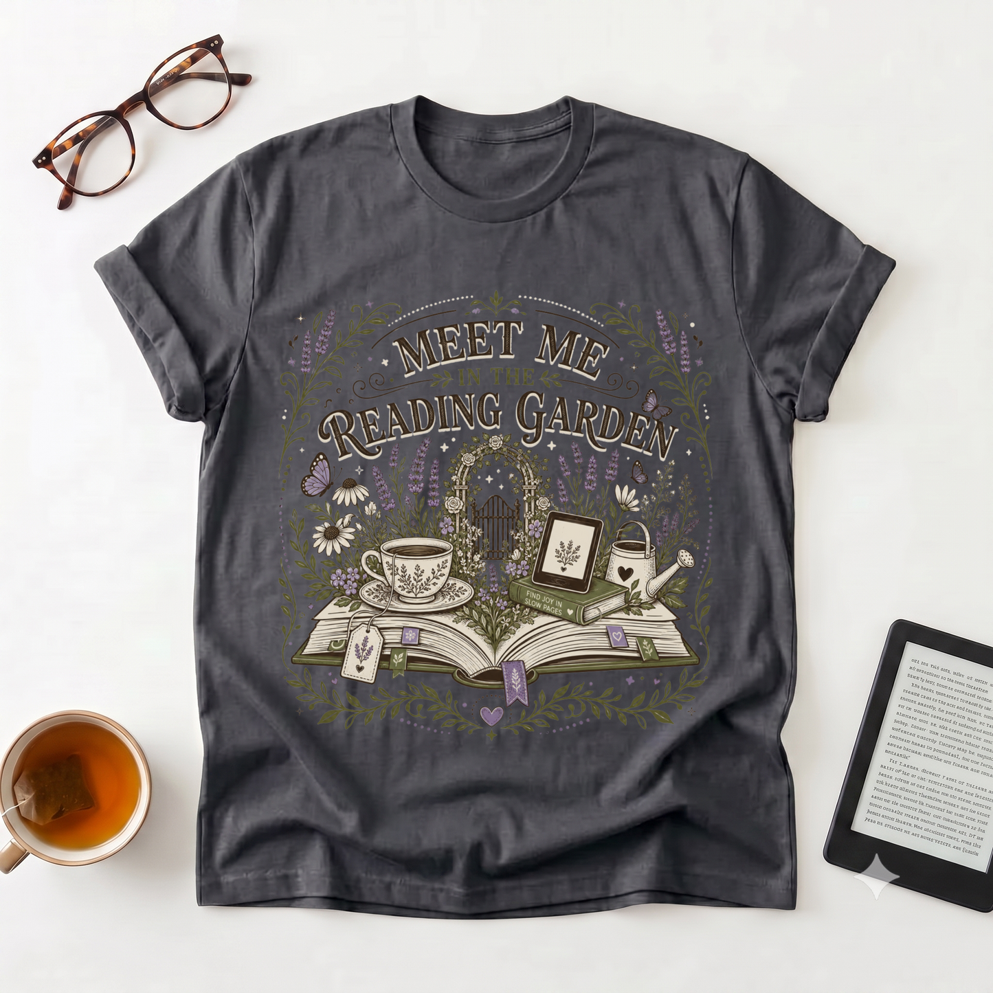 Reading Garden T-Shirt — "Meet Me in the Reading Garden" Book Lover Tee