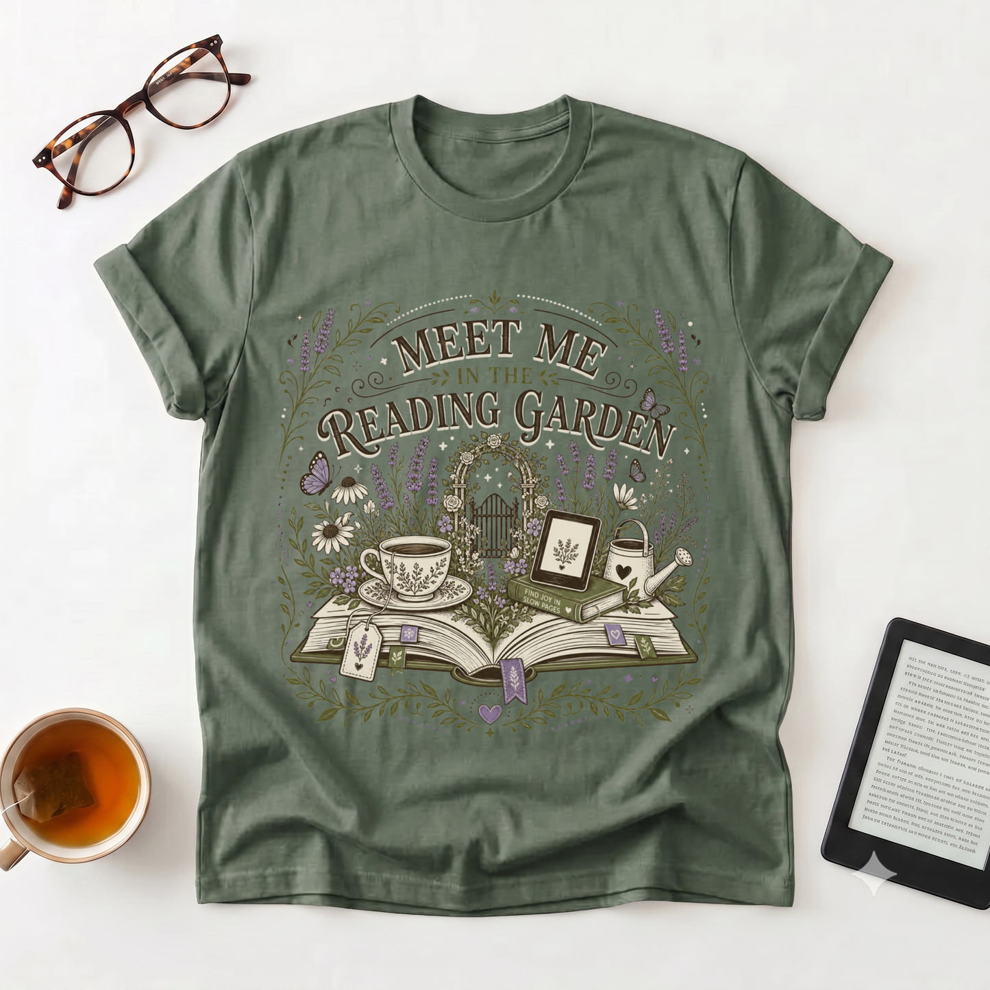 Reading Garden T-Shirt — "Meet Me in the Reading Garden" Book Lover Tee