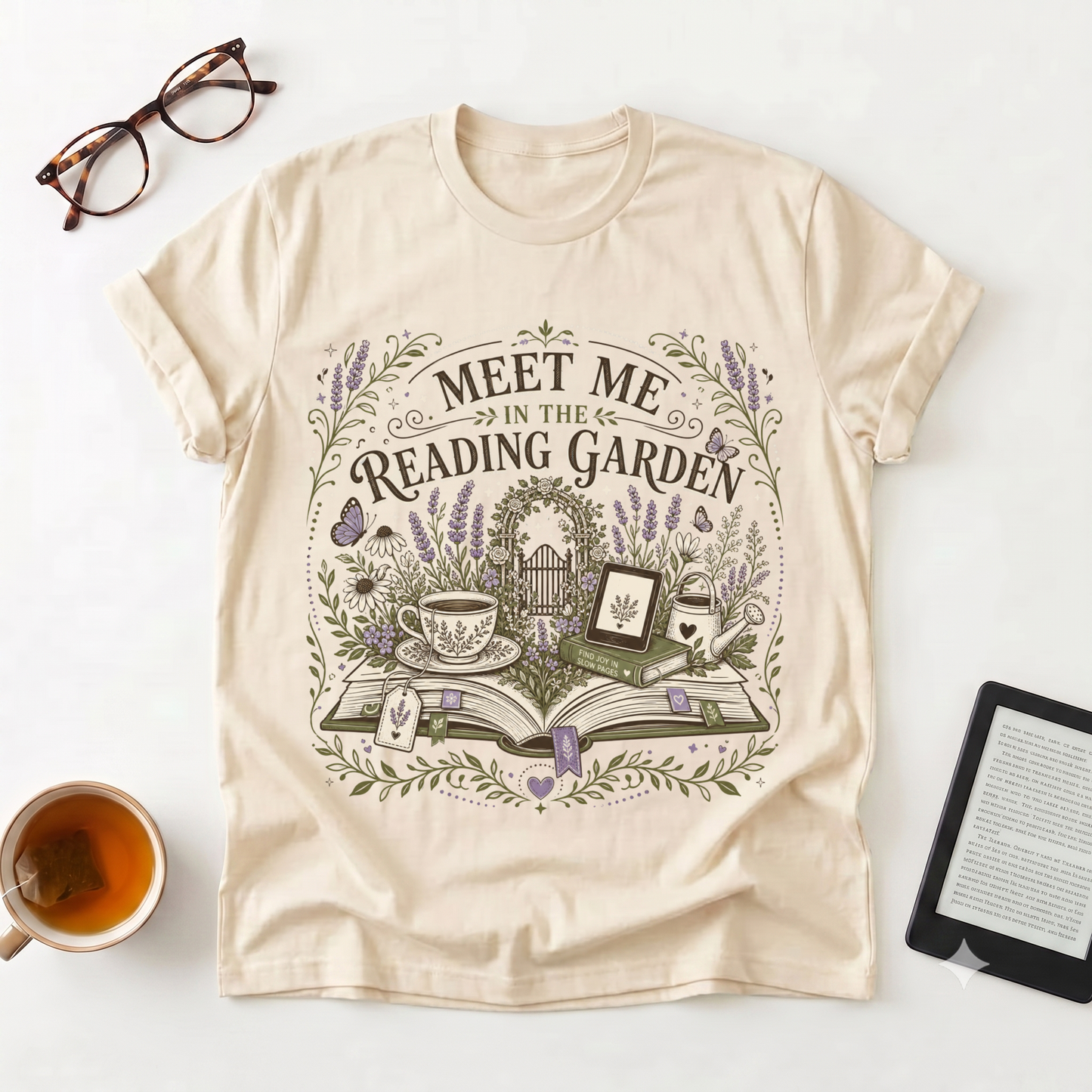 Reading Garden T-Shirt — "Meet Me in the Reading Garden" Book Lover Tee