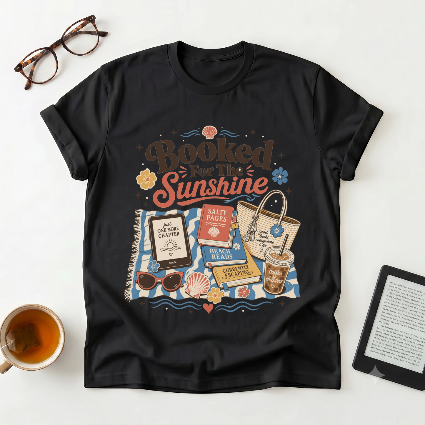 T-Shirt - "Booked for the Sunshine" Beach Reading Graphic Tee