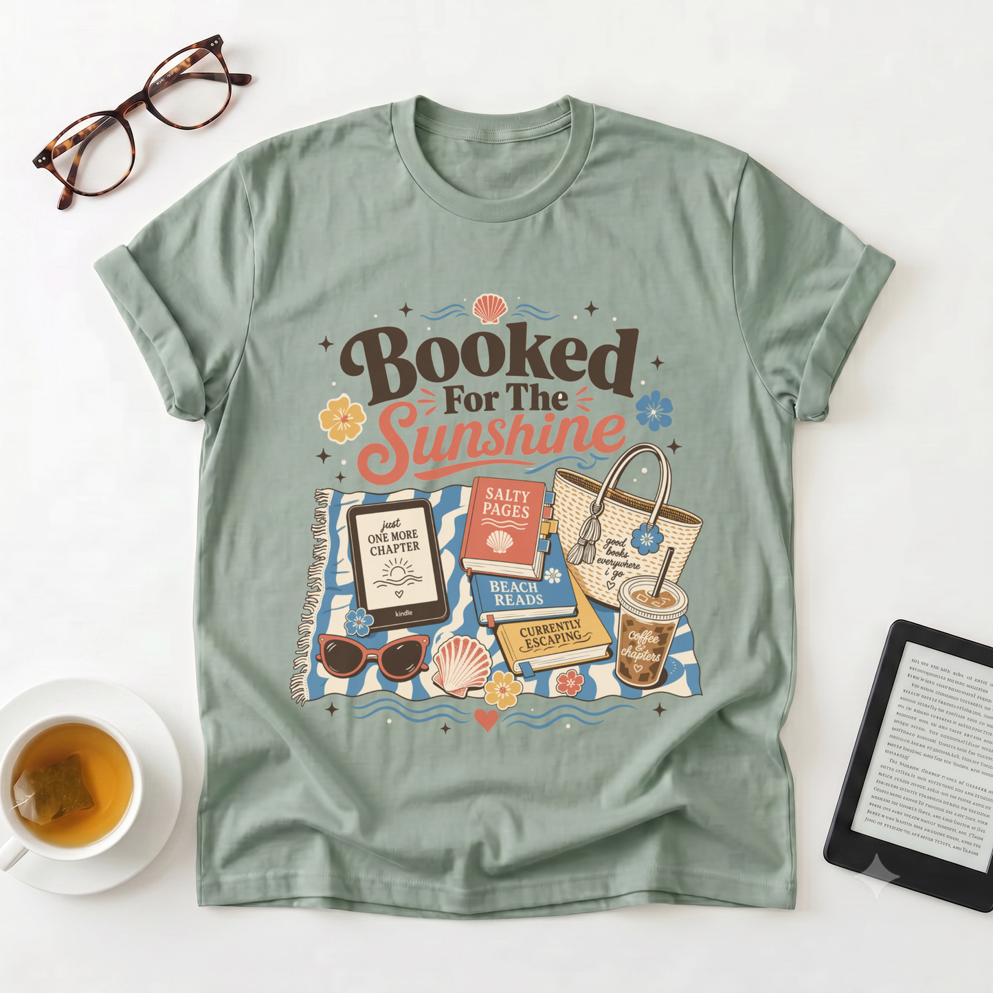 T-Shirt - "Booked for the Sunshine" Beach Reading Graphic Tee
