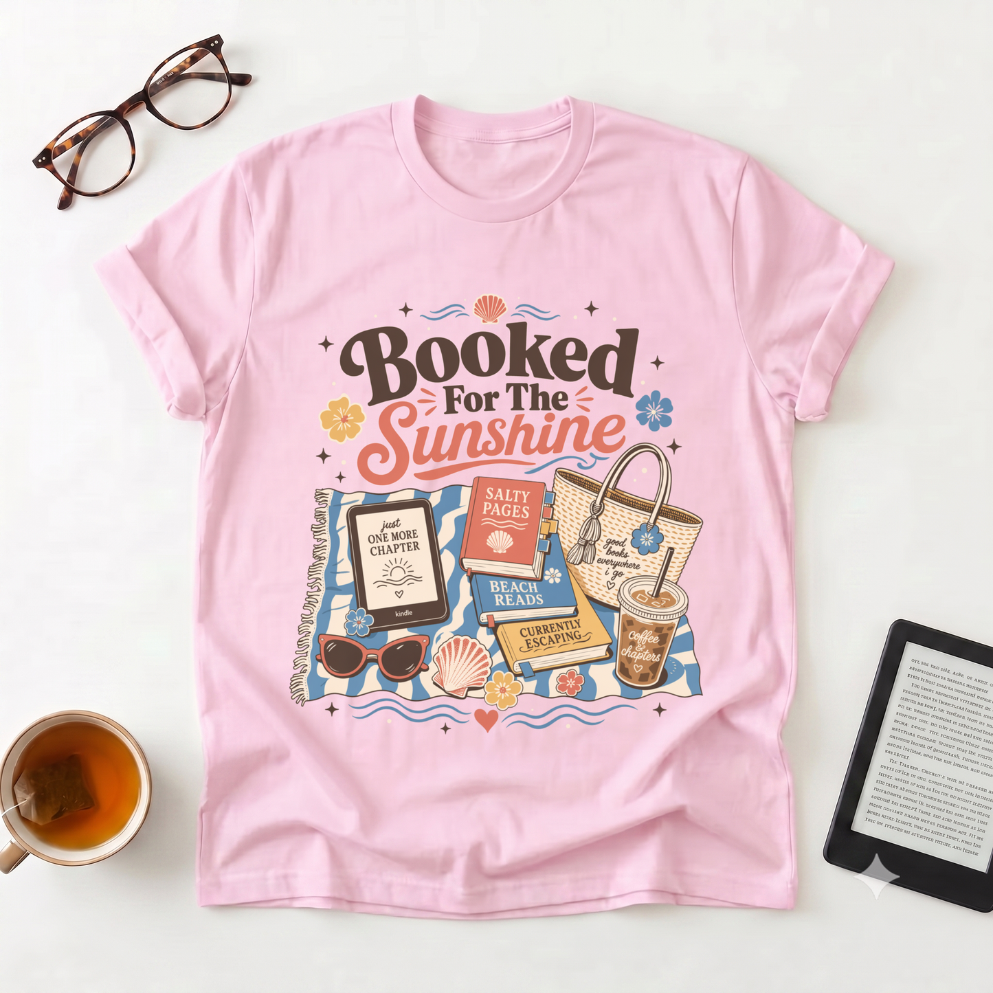 T-Shirt - "Booked for the Sunshine" Beach Reading Graphic Tee