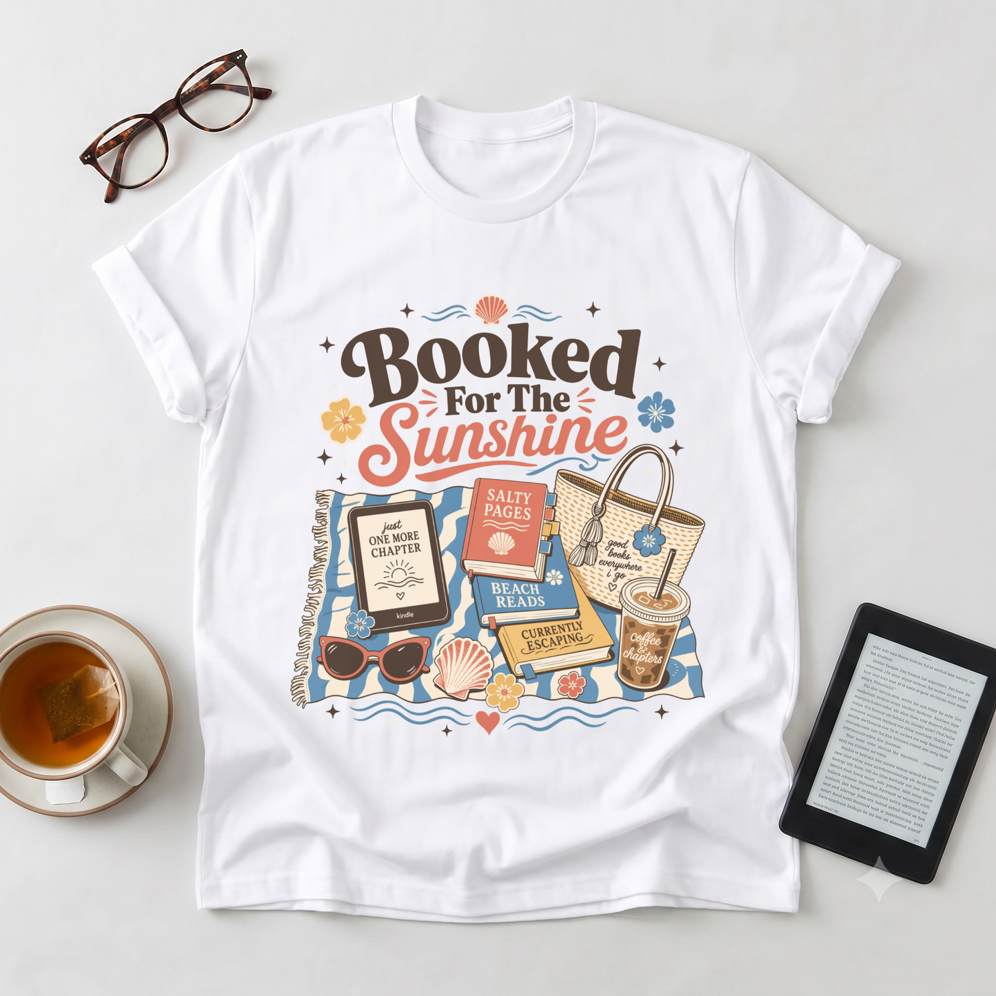 T-Shirt - "Booked for the Sunshine" Beach Reading Graphic Tee