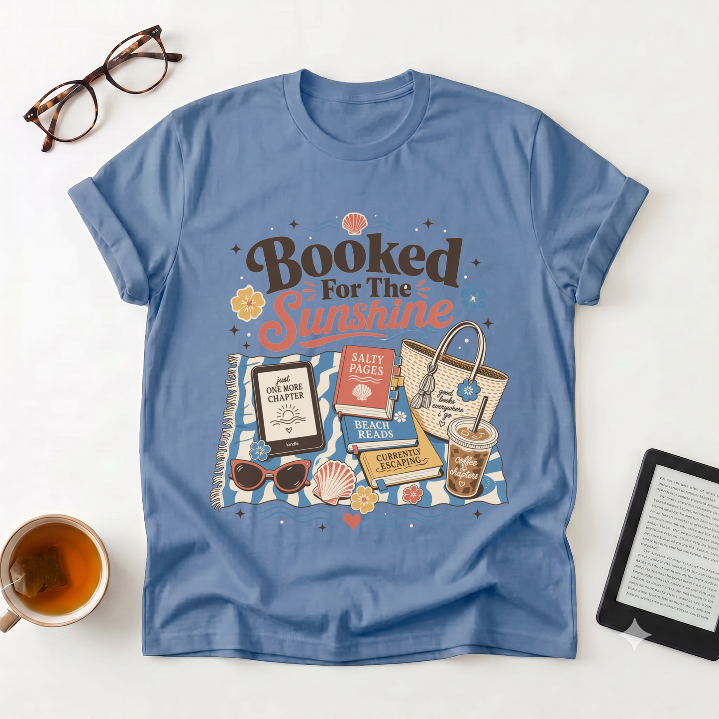 T-Shirt - "Booked for the Sunshine" Beach Reading Graphic Tee