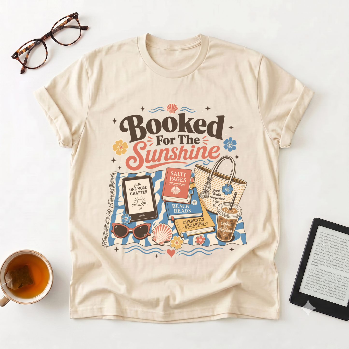 T-Shirt - "Booked for the Sunshine" Beach Reading Graphic Tee