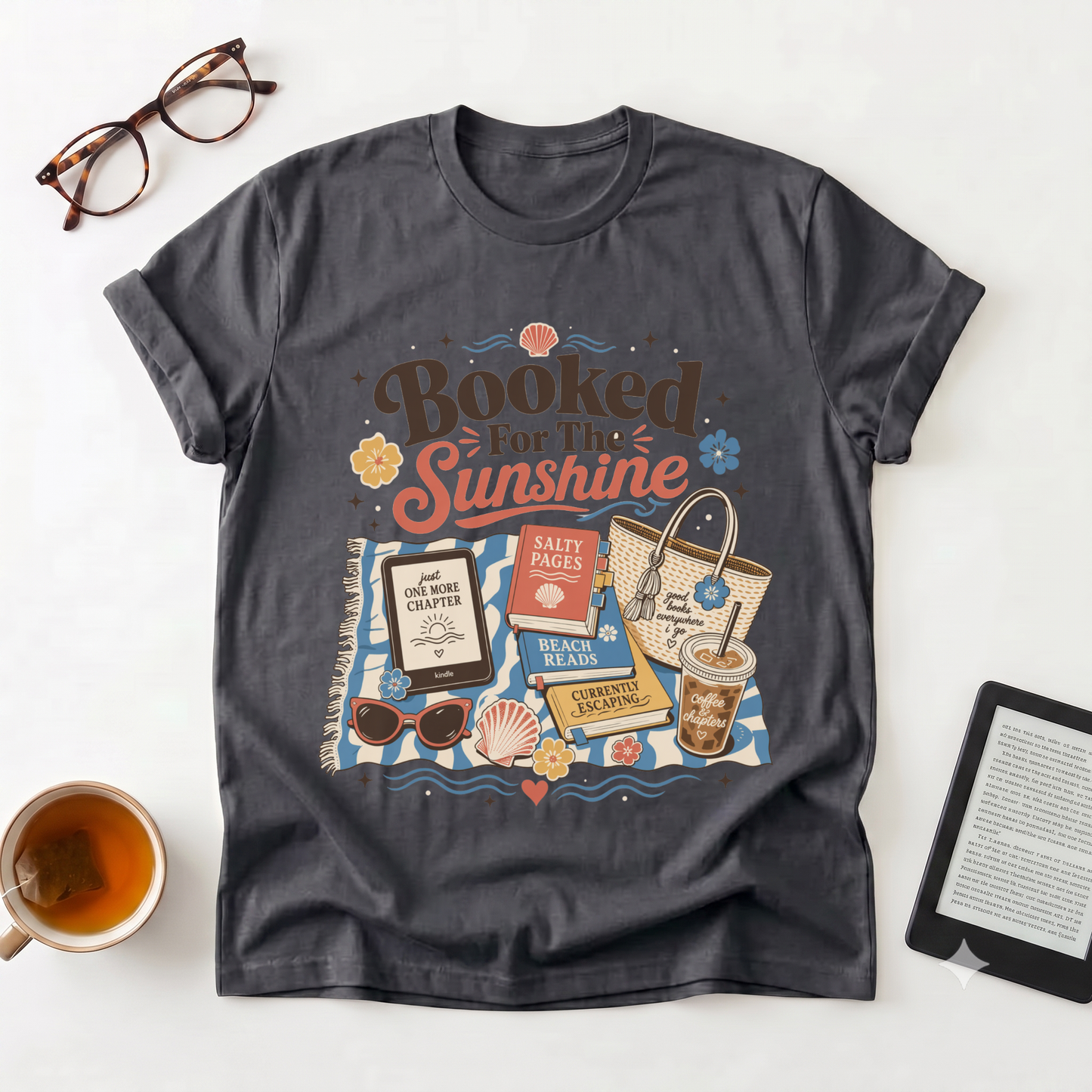T-Shirt - "Booked for the Sunshine" Beach Reading Graphic Tee