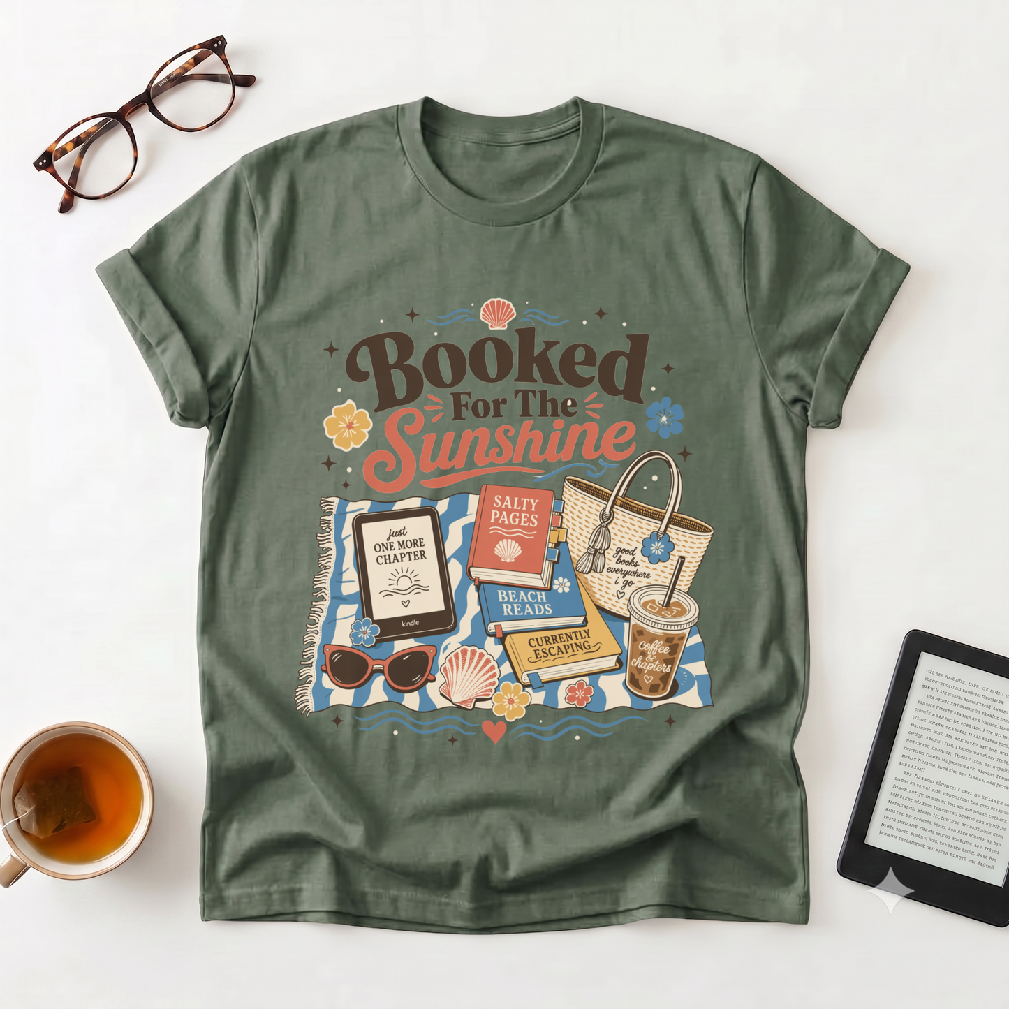T-Shirt - "Booked for the Sunshine" Beach Reading Graphic Tee