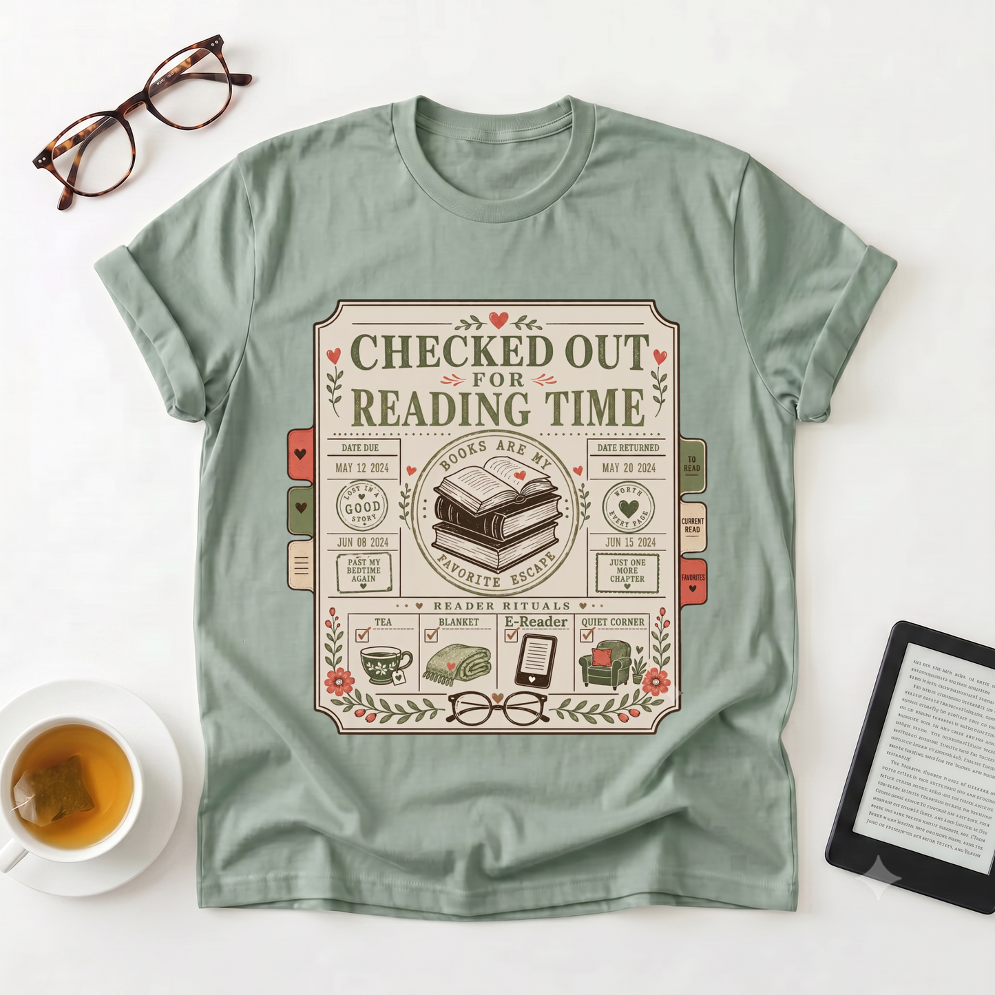 Reading Time T-Shirt — Checked Out for Reading Time Graphic Tee