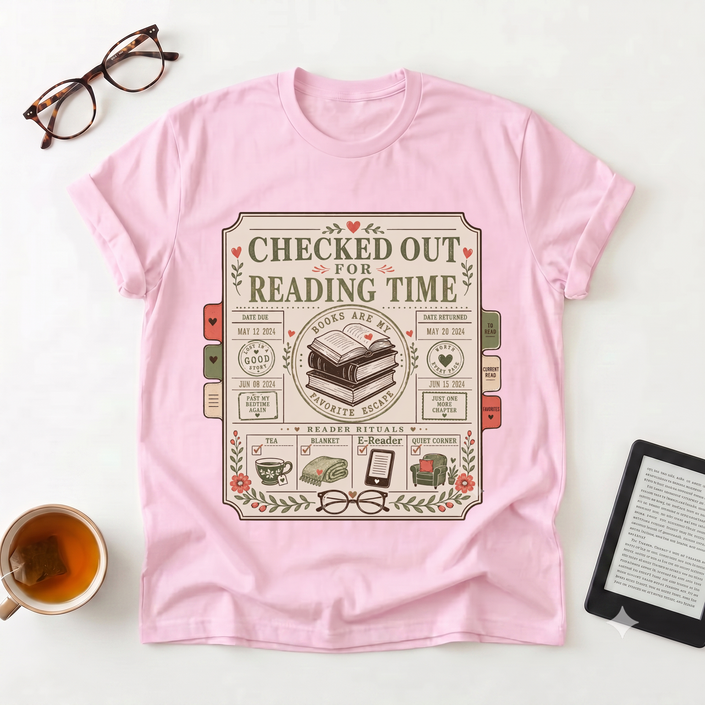 Reading Time T-Shirt — Checked Out for Reading Time Graphic Tee