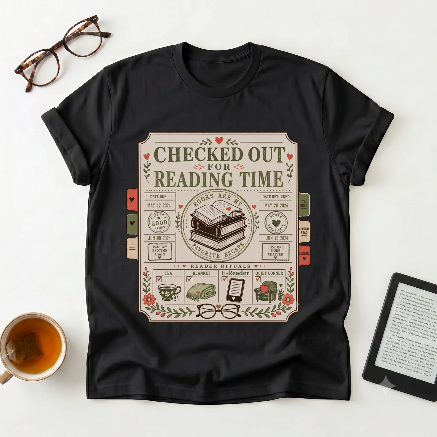 Reading Time T-Shirt — Checked Out for Reading Time Graphic Tee