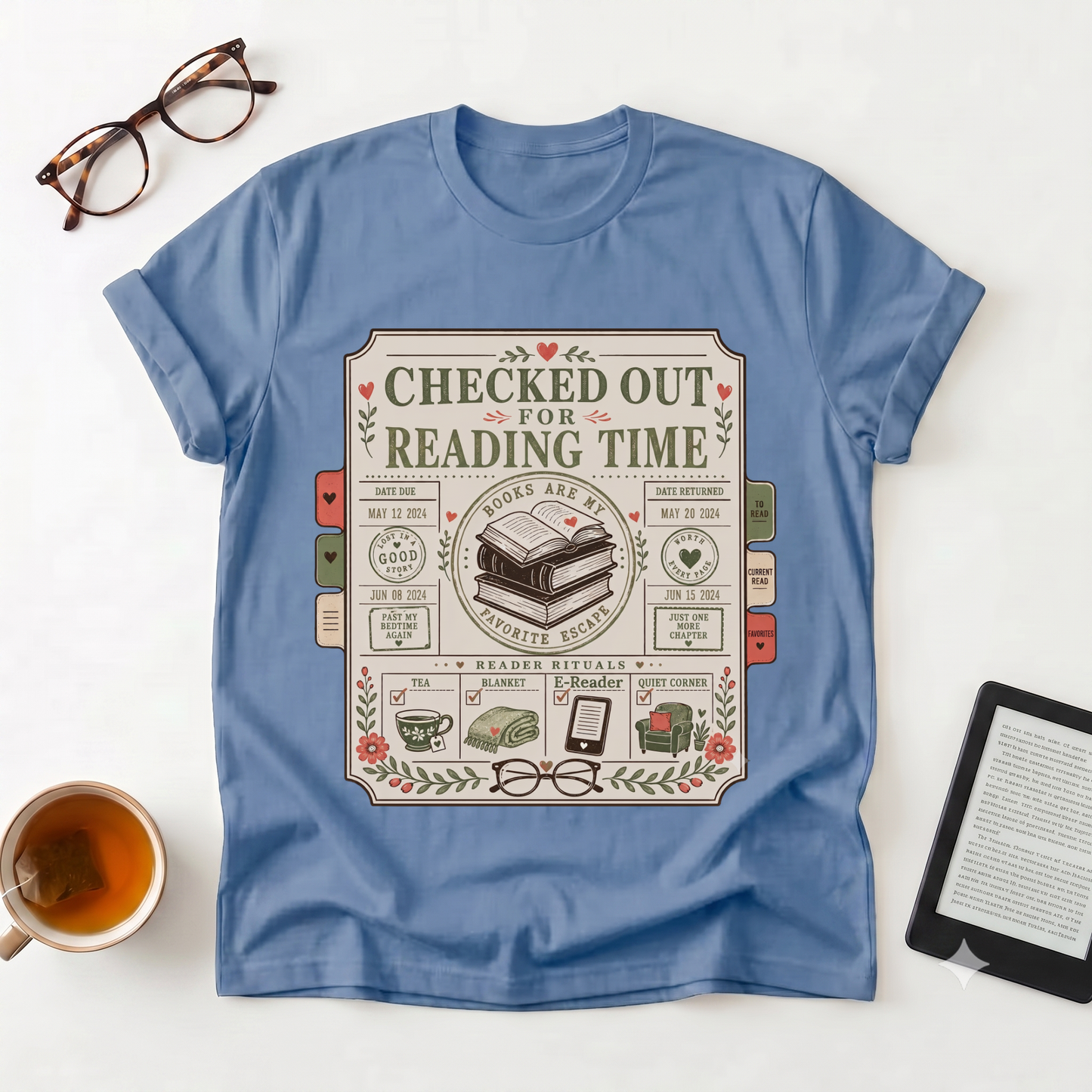 Reading Time T-Shirt — Checked Out for Reading Time Graphic Tee