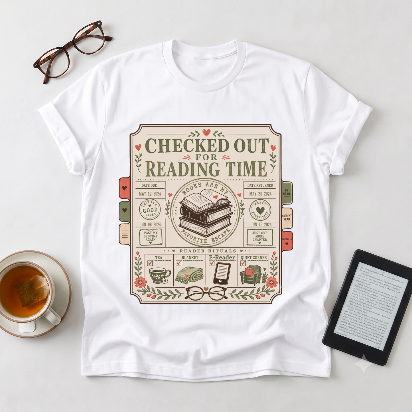 Reading Time T-Shirt — Checked Out for Reading Time Graphic Tee