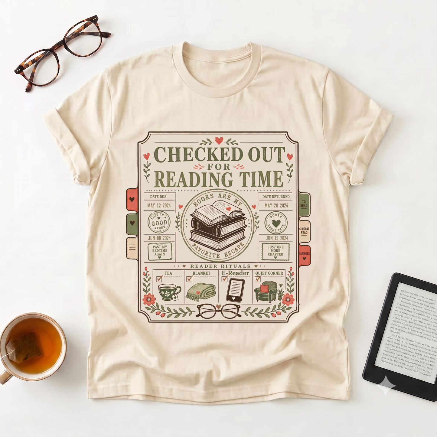 Reading Time T-Shirt — Checked Out for Reading Time Graphic Tee