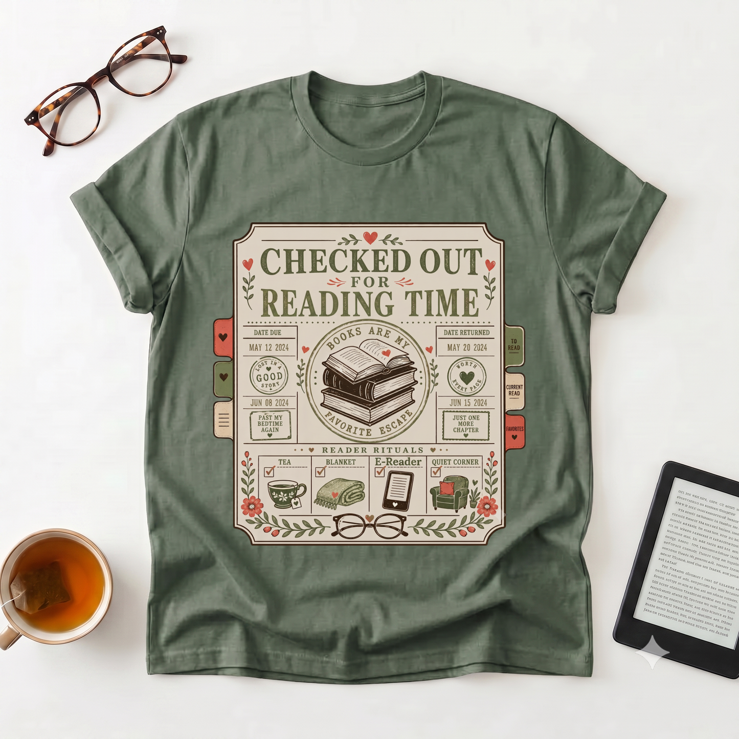 Reading Time T-Shirt — Checked Out for Reading Time Graphic Tee